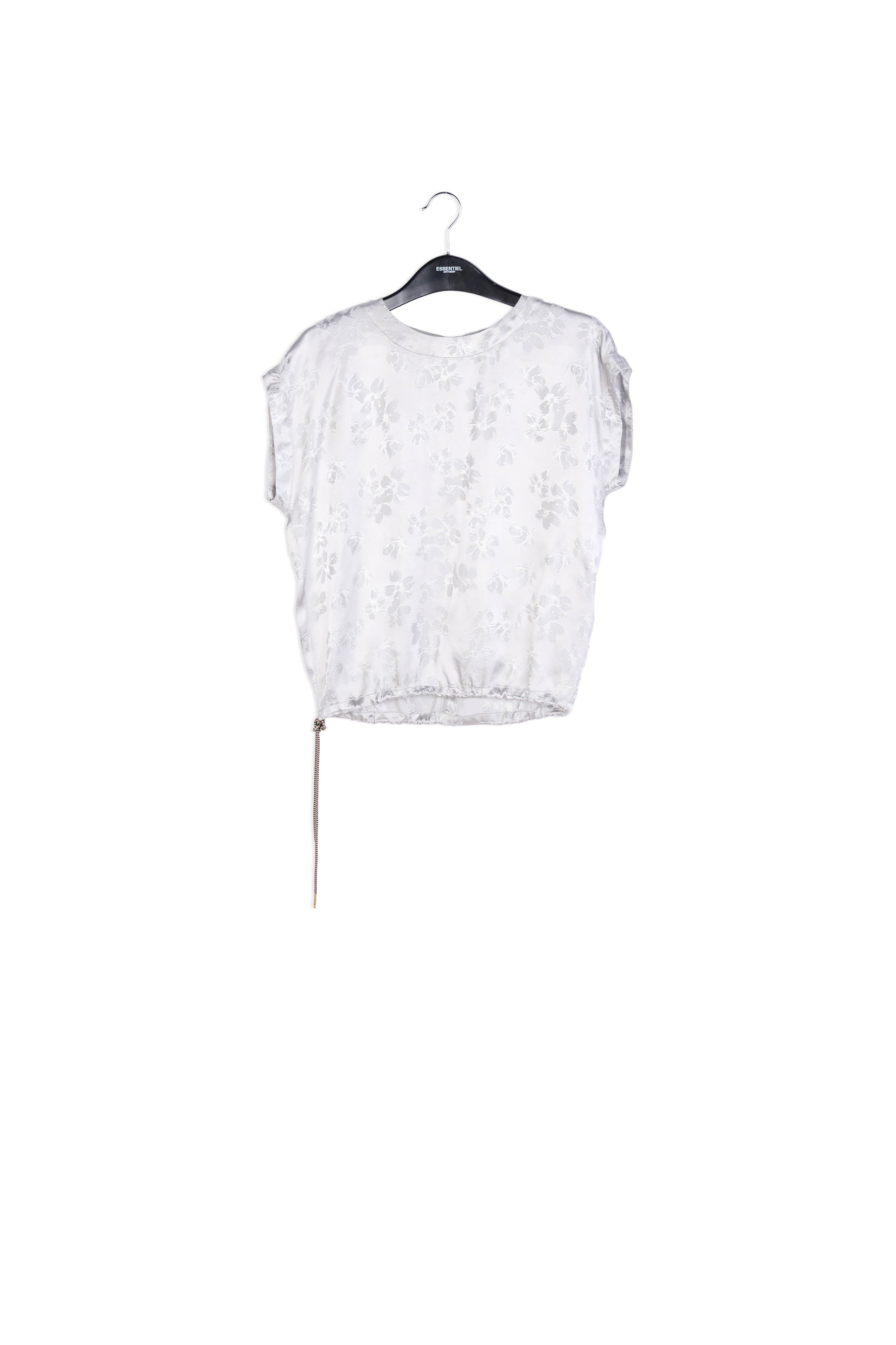 Grey floral-print jacquard top RE—SSENTIEL | Essentiel second hand