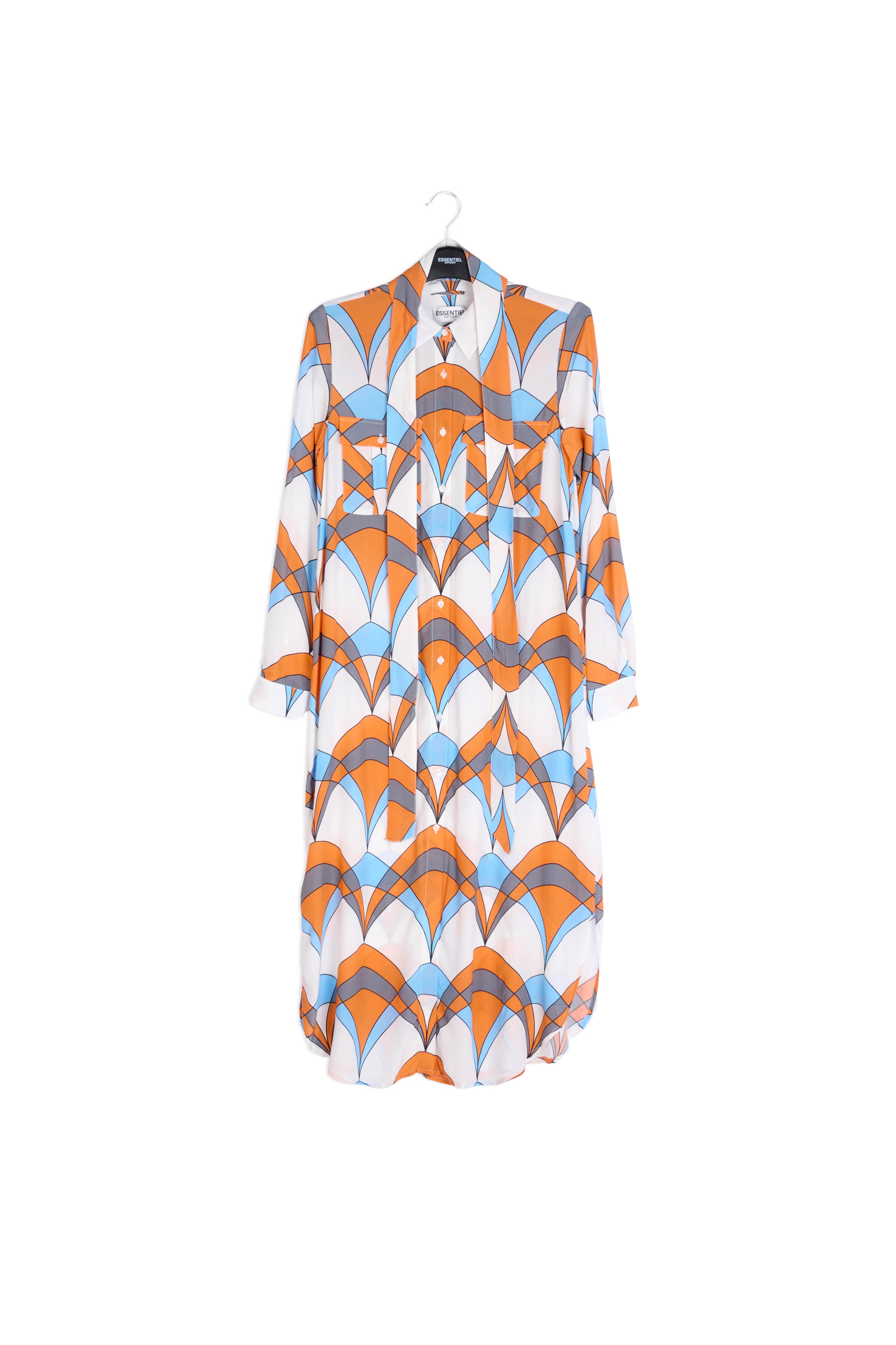 Gebroken witte overhemdjurk met grafische print RE—SSENTIEL | Essentiel second hand