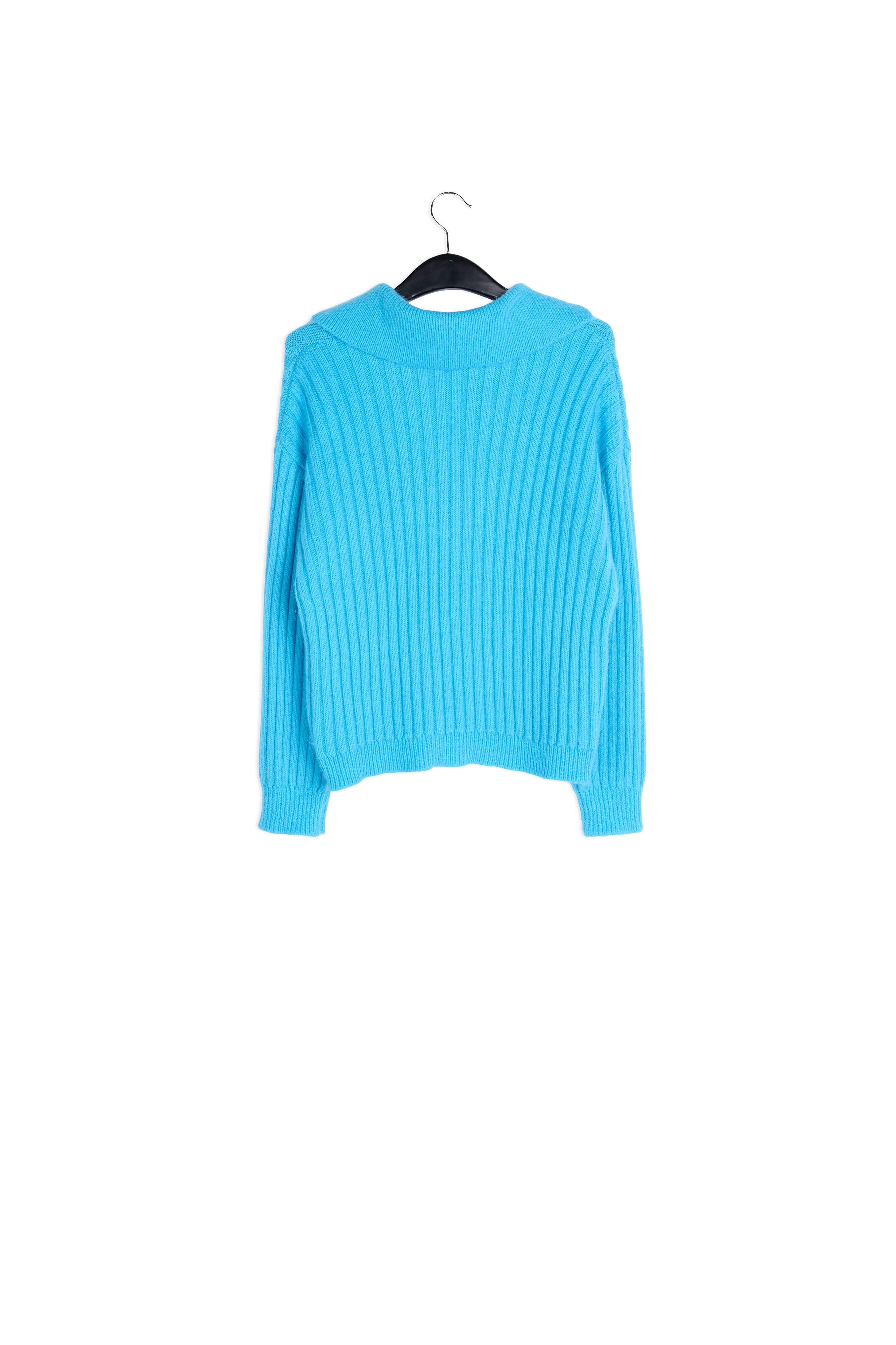 Blue V-neck ribbed-knit sweater RE—SSENTIEL | Essentiel second hand