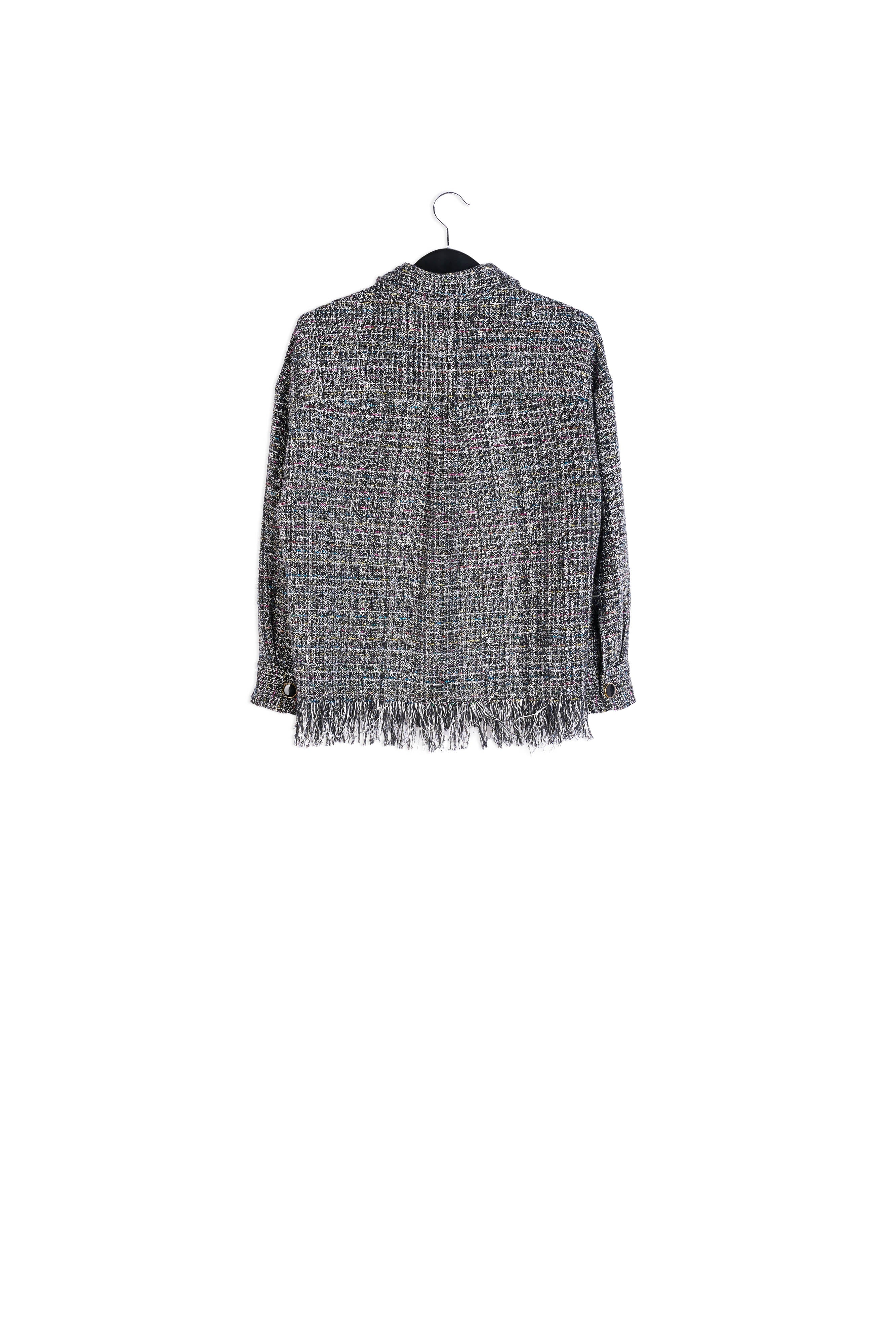 Black check jacket with fringed hem RE—SSENTIEL | Essentiel second hand