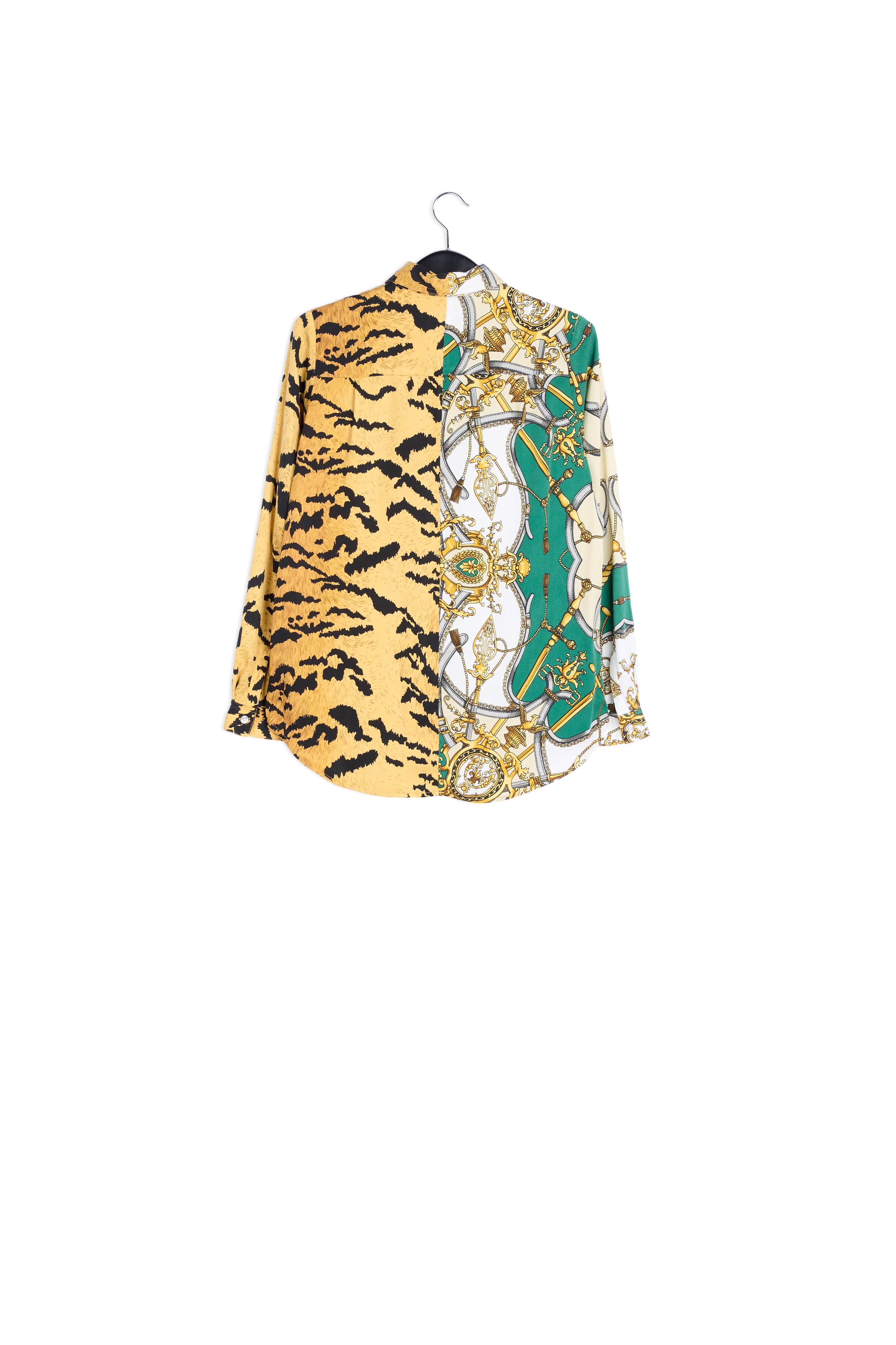 Bottle green shirt with tiger print RE—SSENTIEL | Essentiel second hand
