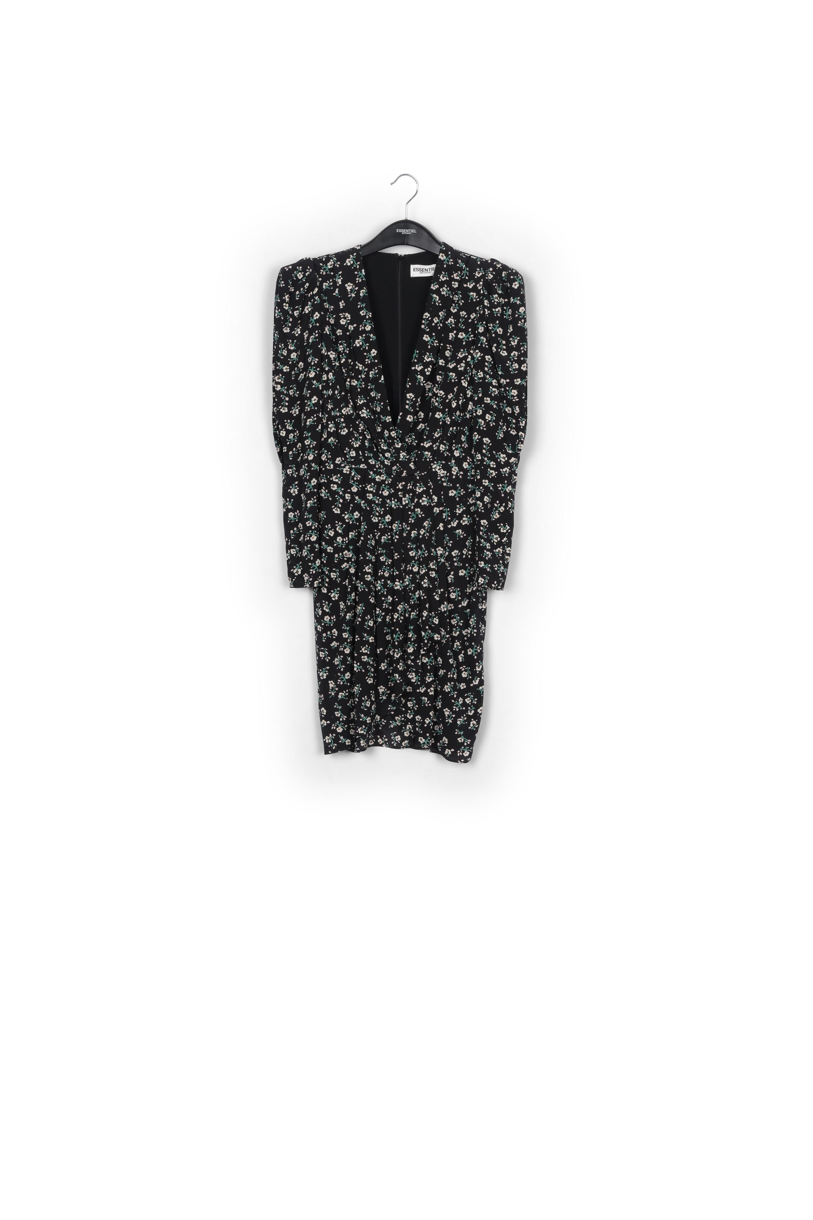 Black floral mini wrap dress RE—SSENTIEL | Essentiel second hand