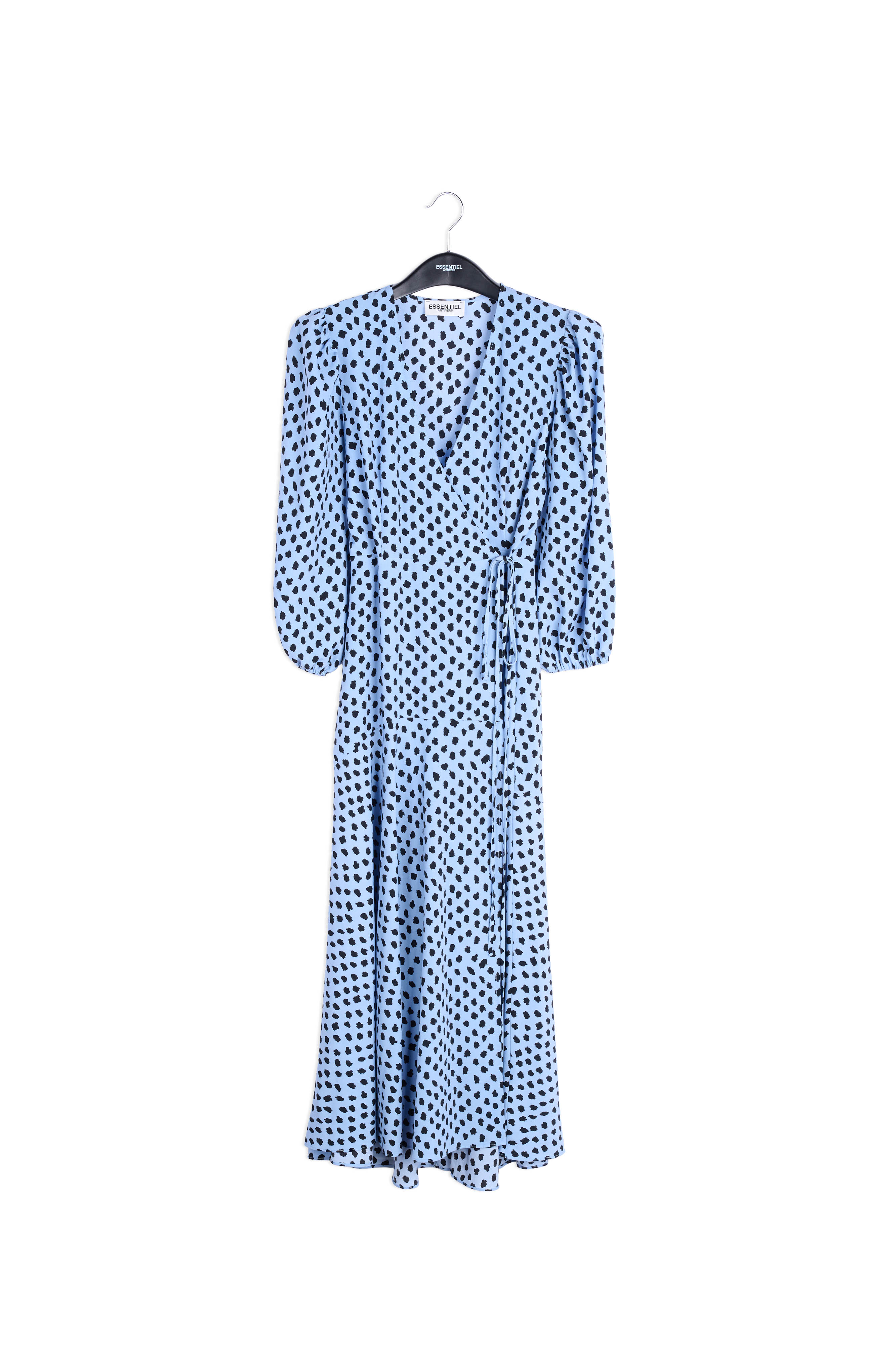 Light blue polka dot wrap maxi dress RE—SSENTIEL | Essentiel second hand