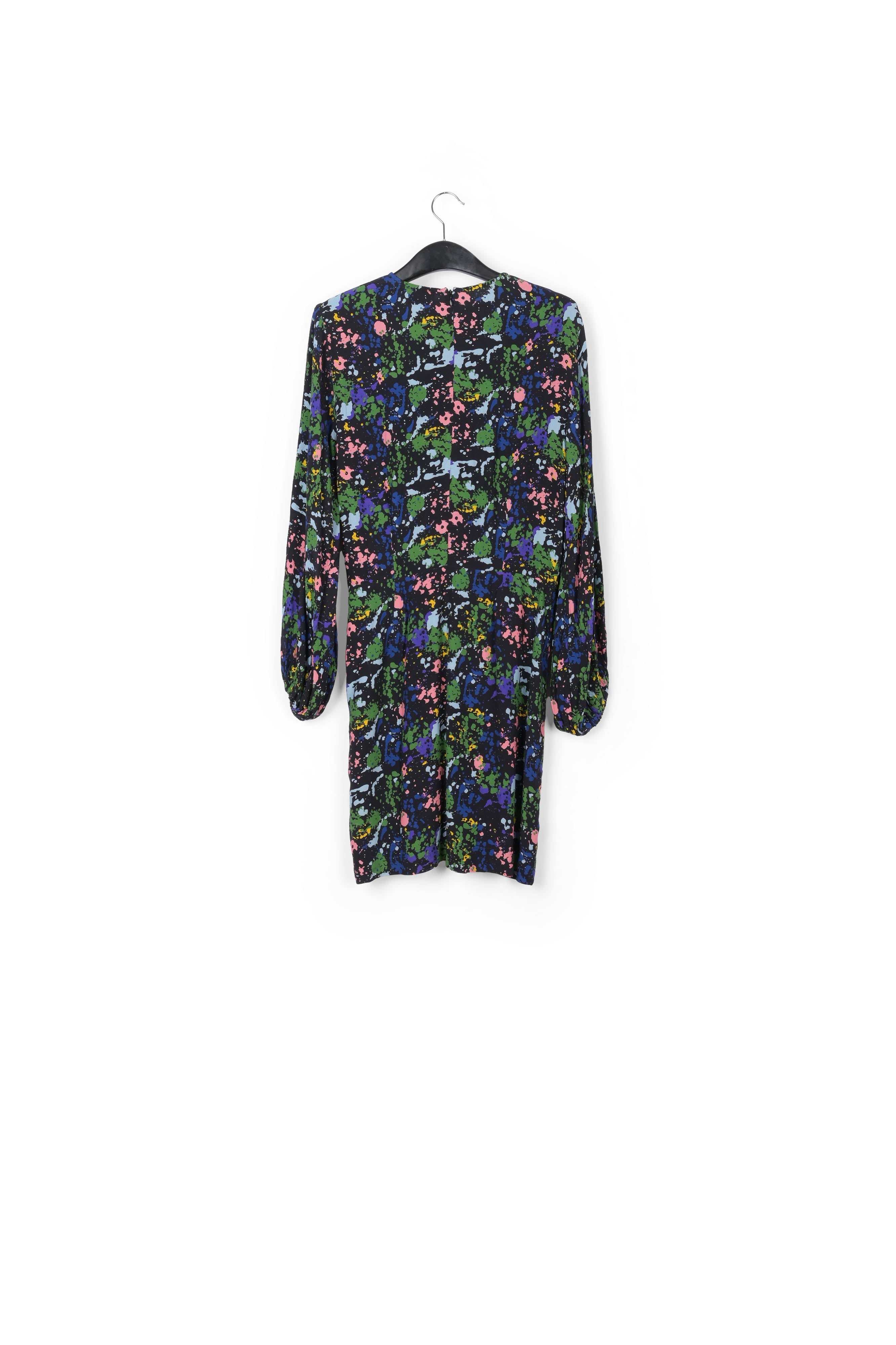 Mini-robe noire et bleue fleurie à taille cintrée RE—SSENTIEL | Essentiel second hand
