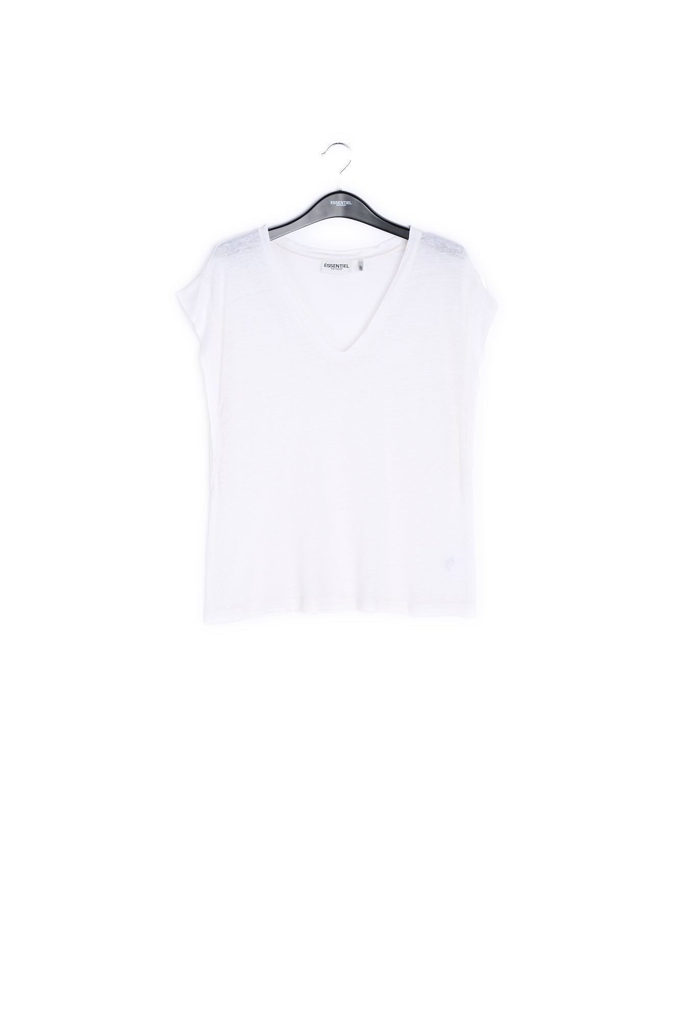 Off-white linen V-neck T-Shirt RE—SSENTIEL | Essentiel second hand