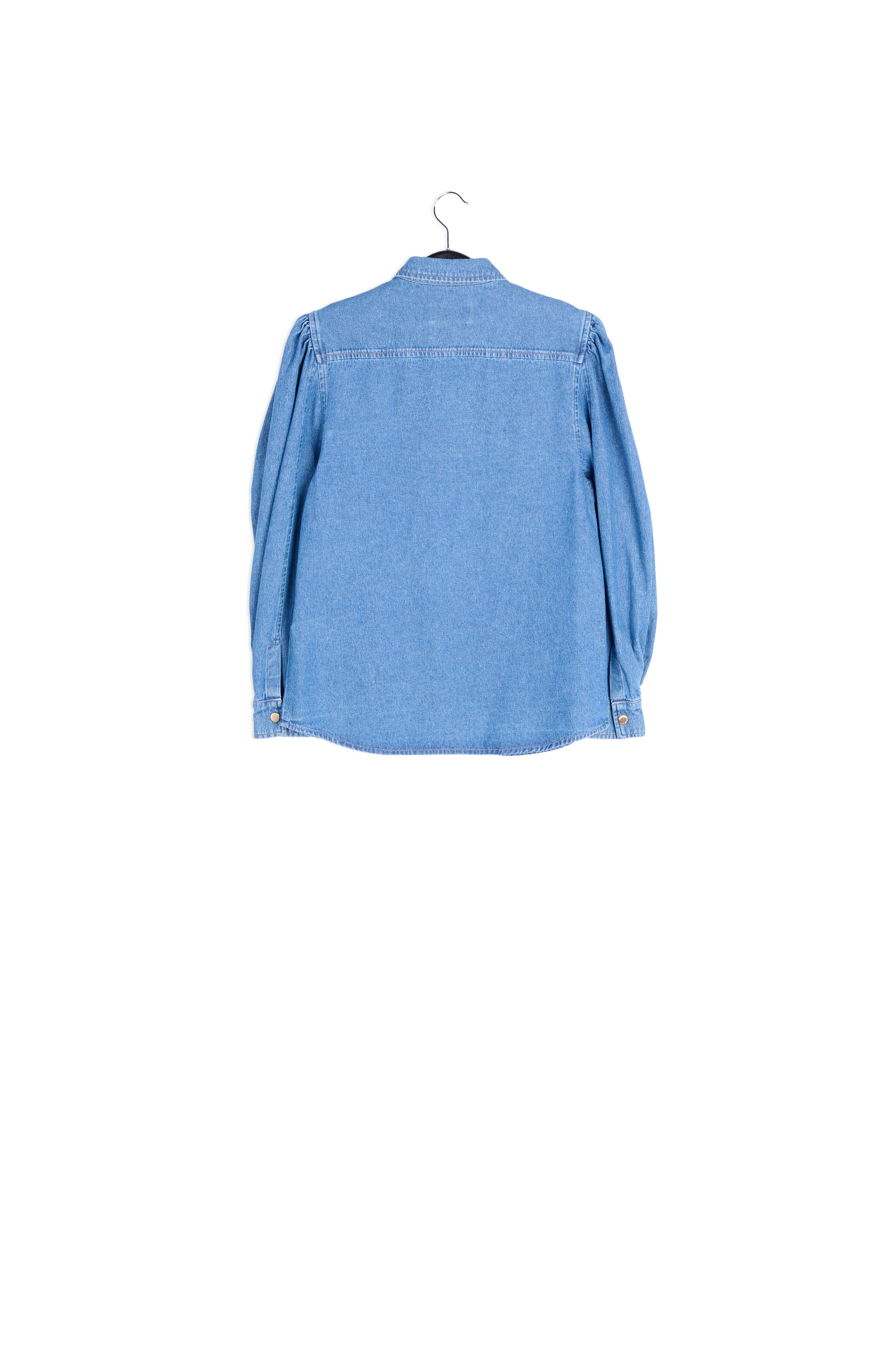 Blue denim shirt with puff sleeves RE—SSENTIEL | Essentiel second hand