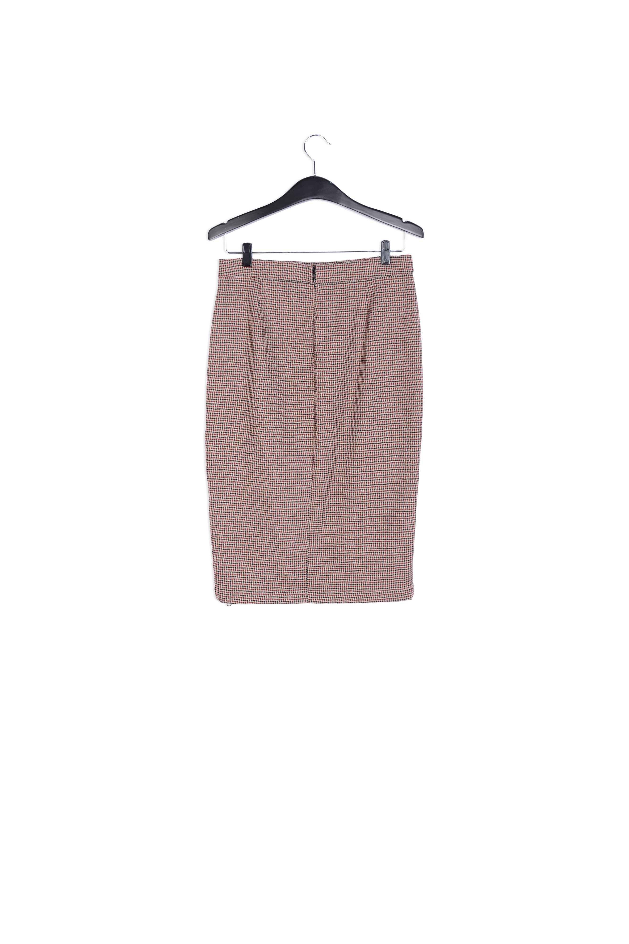 Jupe pinceau pied-de-poule marron avec fente RE—SSENTIEL | Essentiel second hand