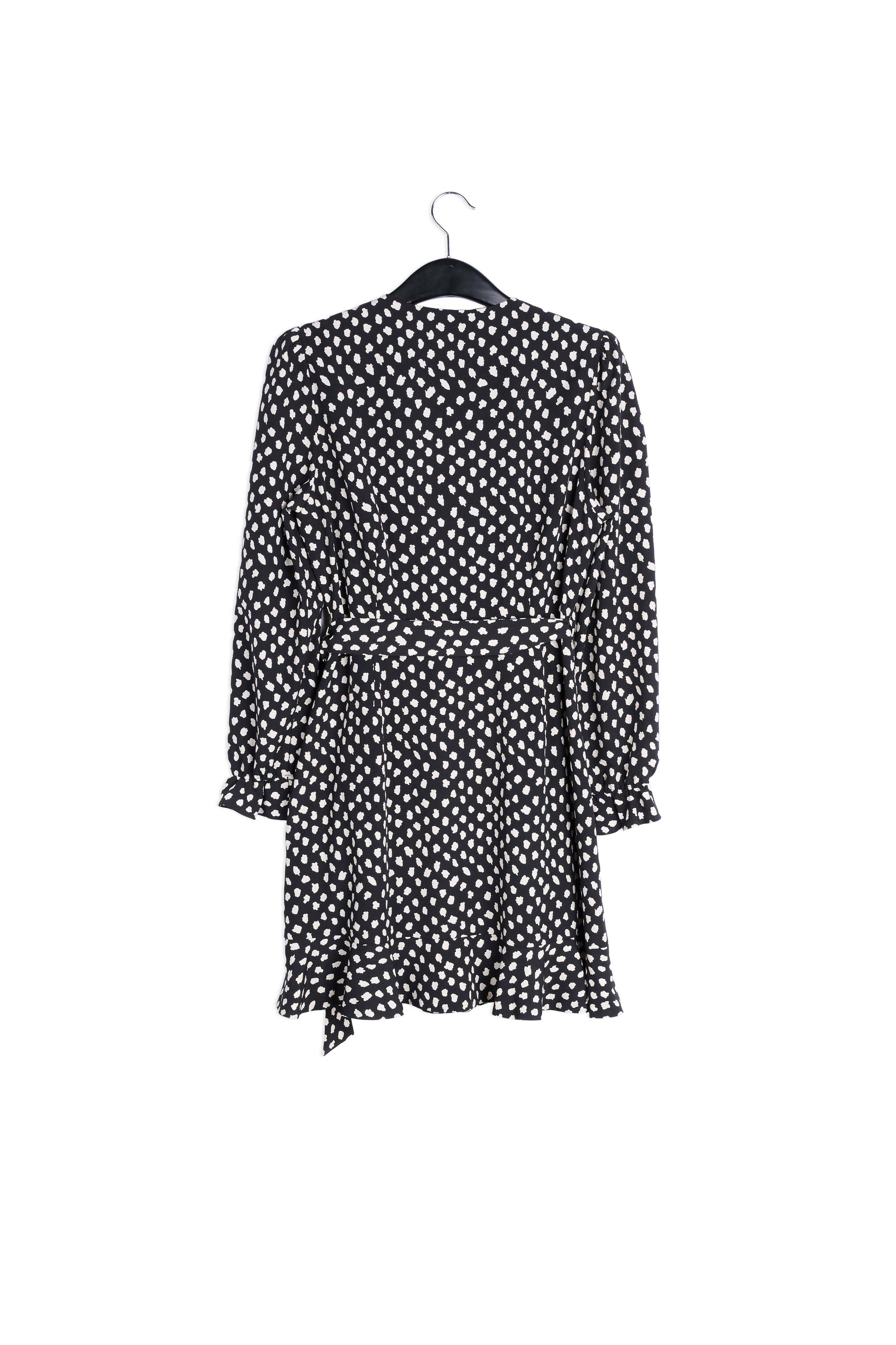 Black polka dot wrap mini dress RE—SSENTIEL | Essentiel second hand