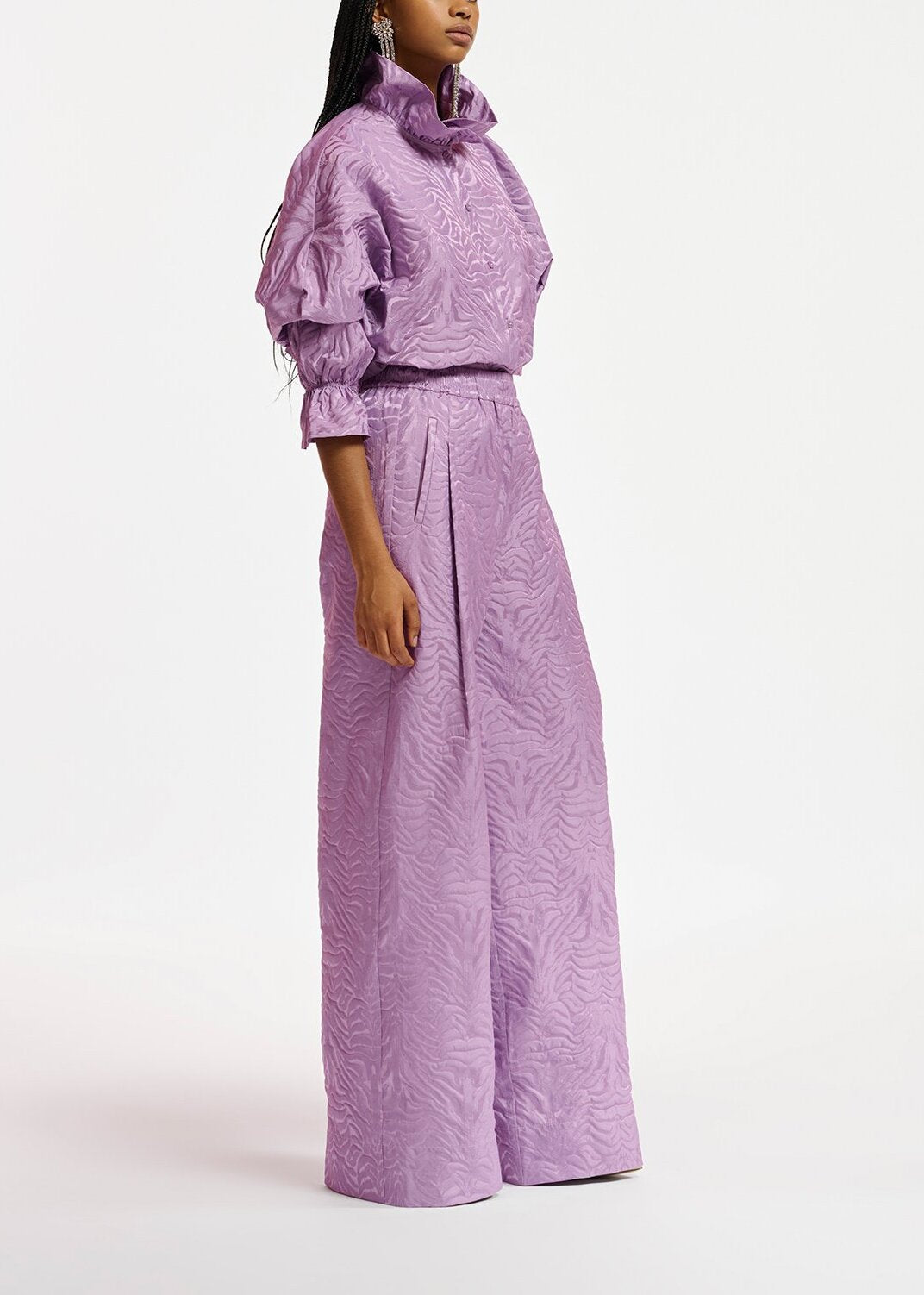 Lilac zebra jacquard wide-leg pants RE—SSENTIEL | Essentiel second hand