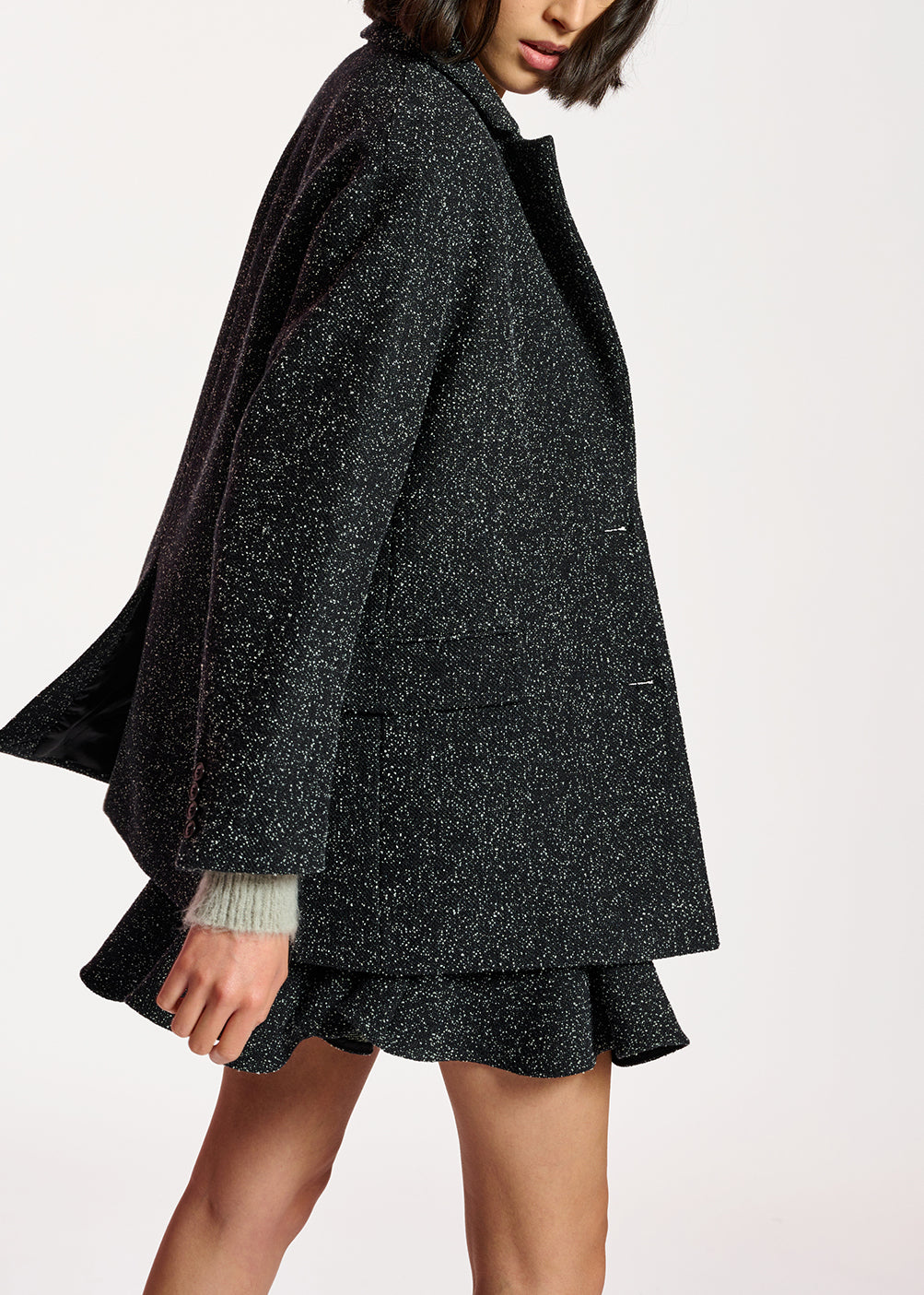 Black oversized bouclé blazer RE—SSENTIEL | Essentiel second hand