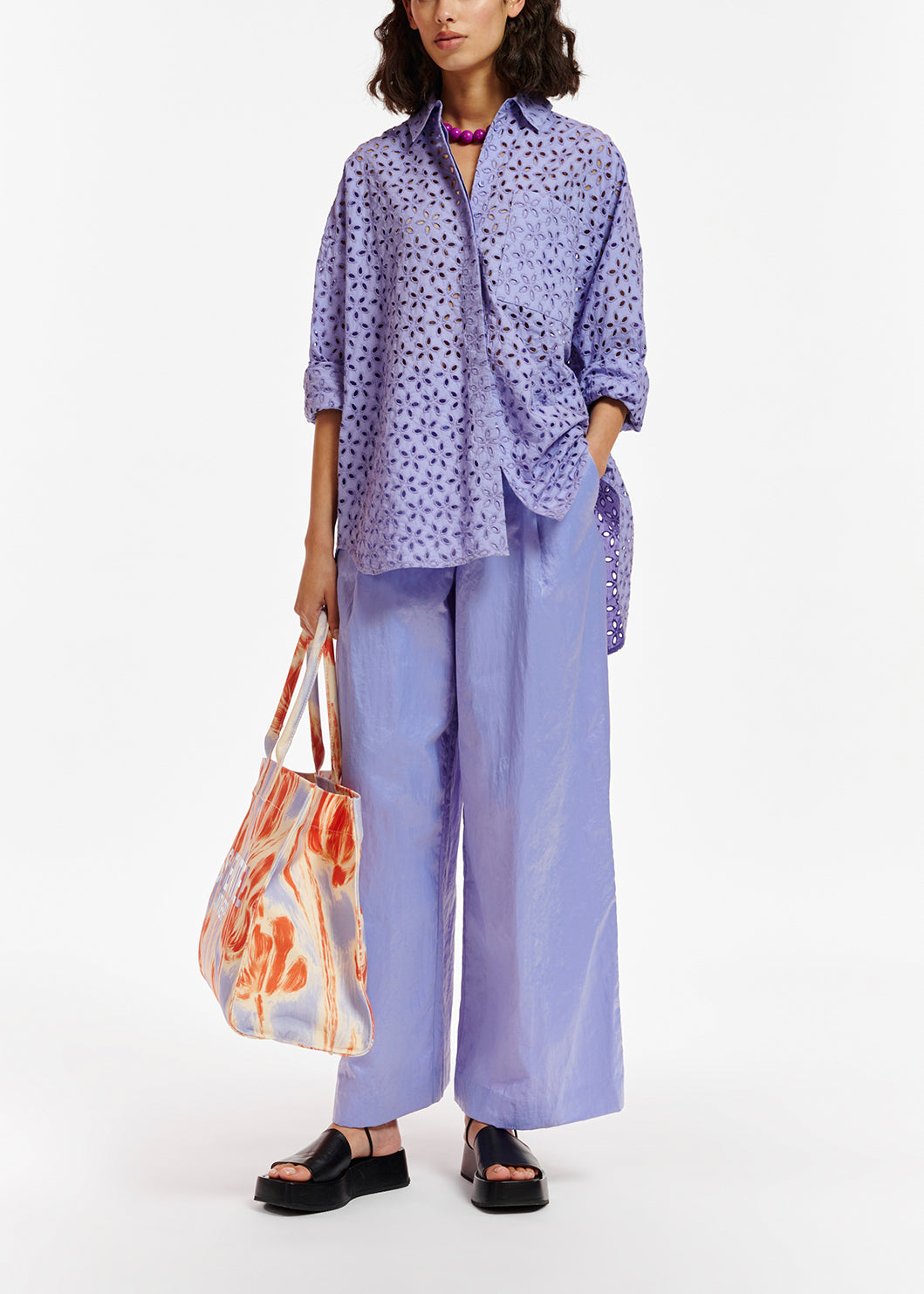 Blue broderie anglaise cotton shirt RE—SSENTIEL | Essentiel second hand