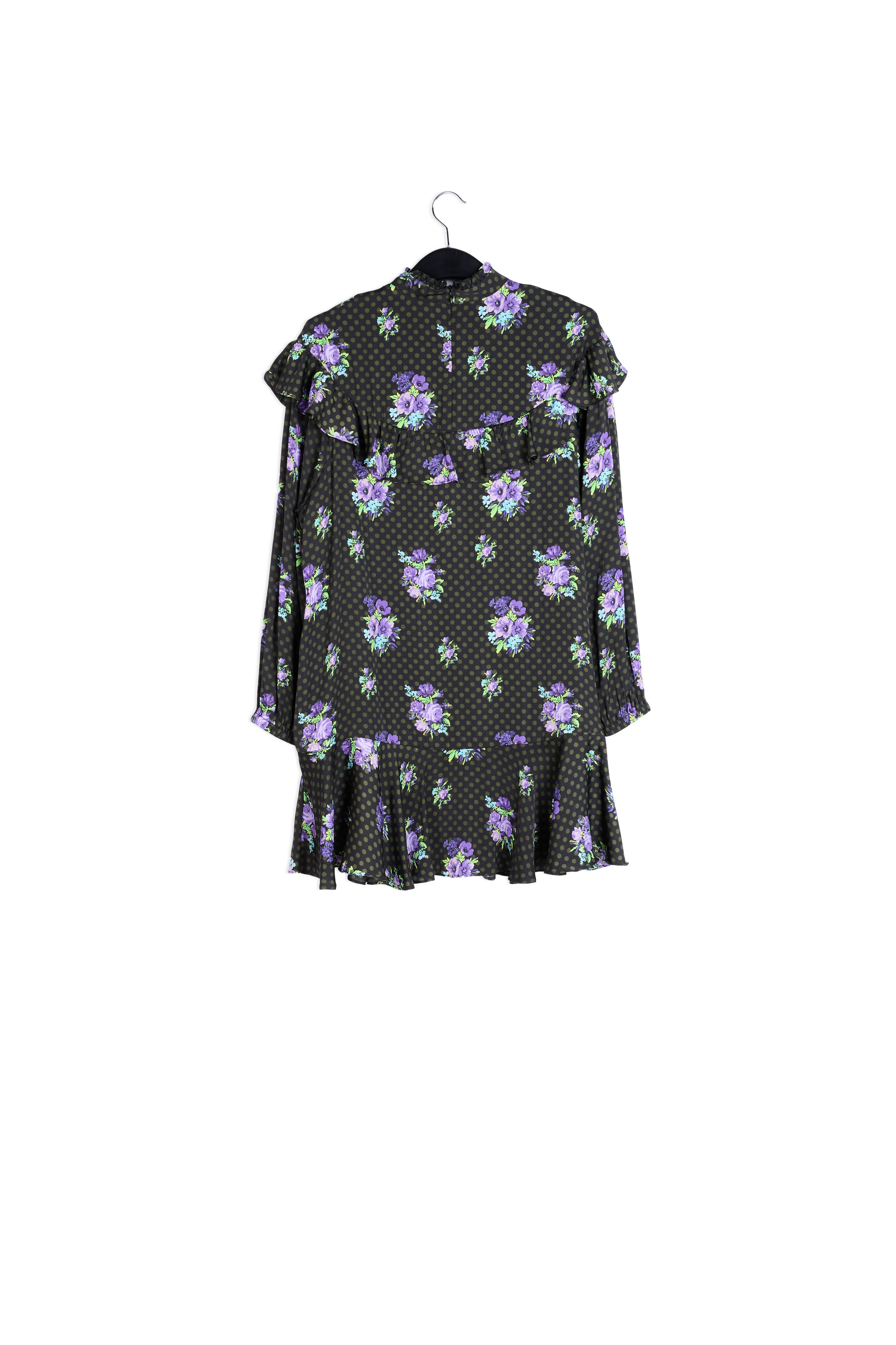 Black and purple ruffled a-line dress RE—SSENTIEL | Essentiel second hand