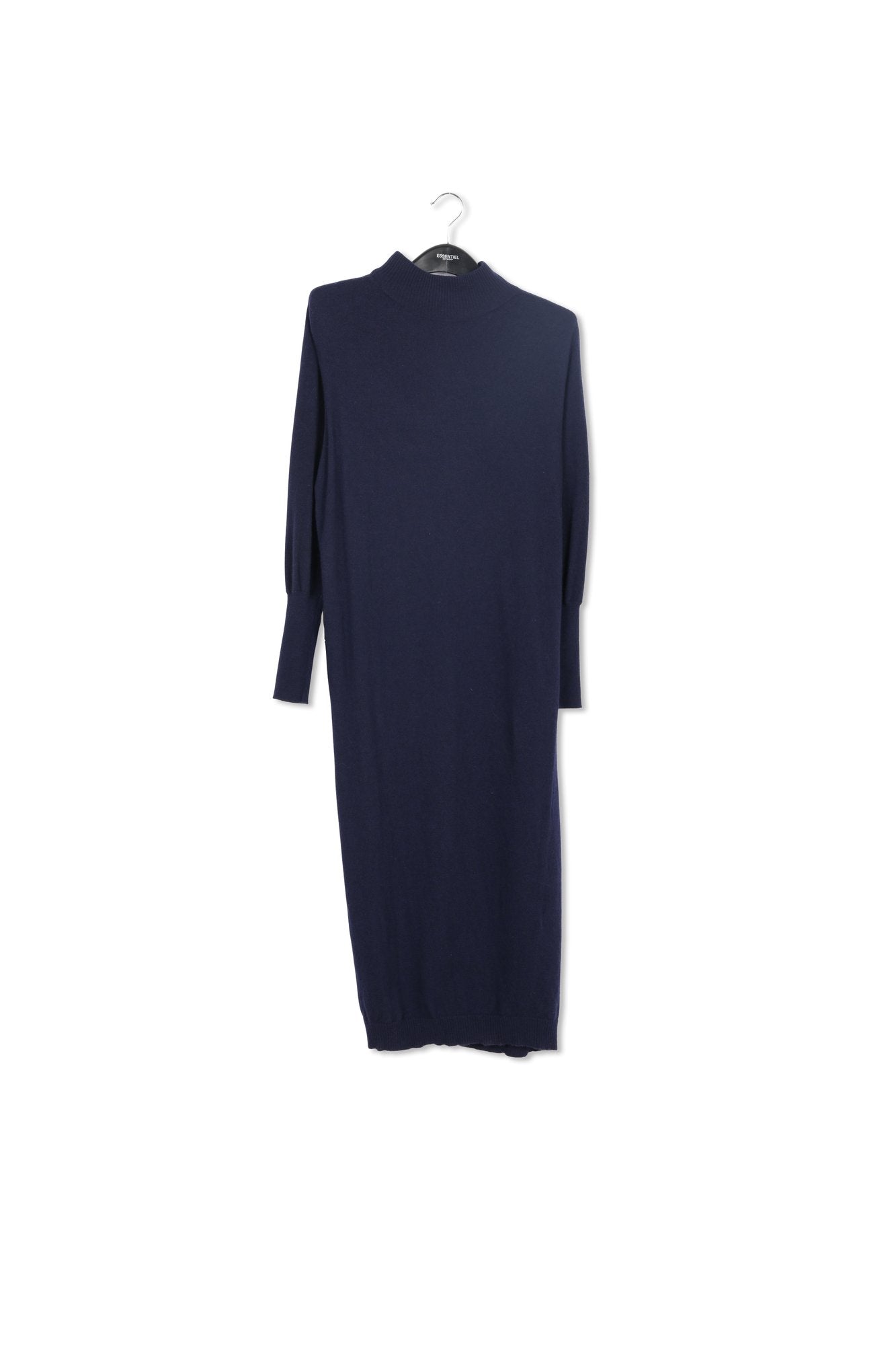 Dark blue midi-length merino wool blend knit dress RE—SSENTIEL | Essentiel second hand