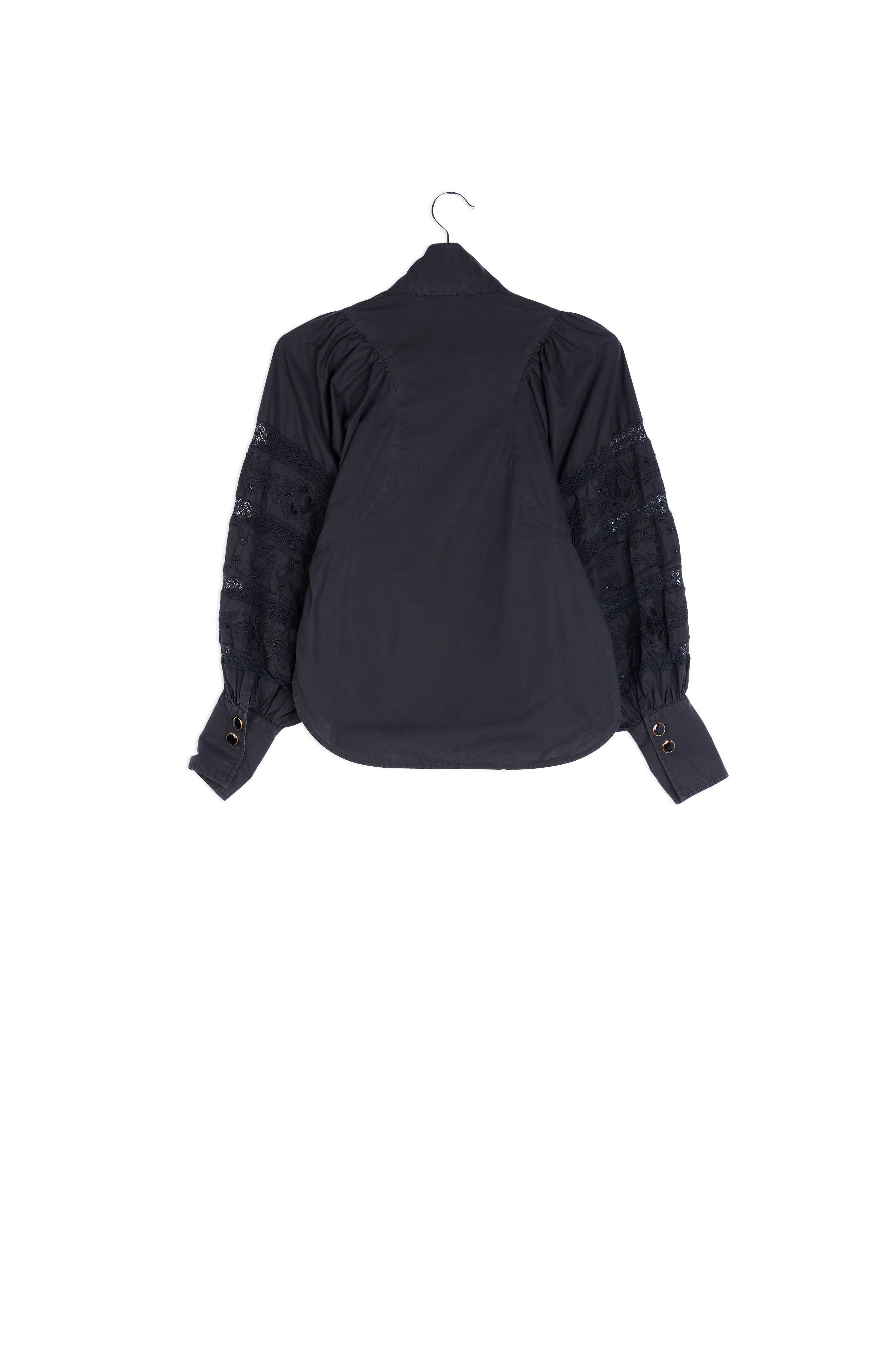 Black baloon sleeves cotton and lace shirt RE—SSENTIEL | Essentiel second hand