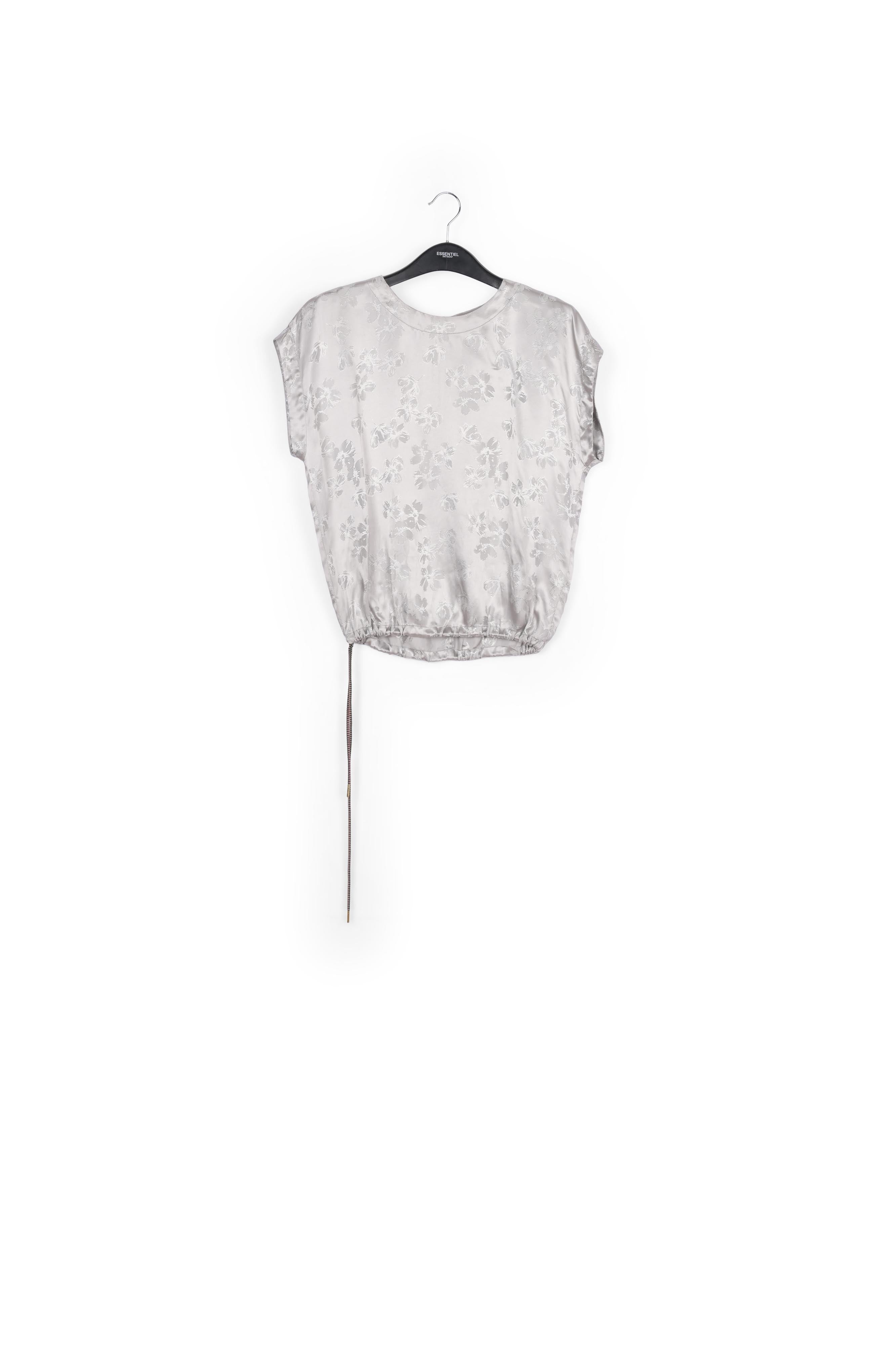 Grey floral-print jacquard top RE—SSENTIEL | Essentiel second hand