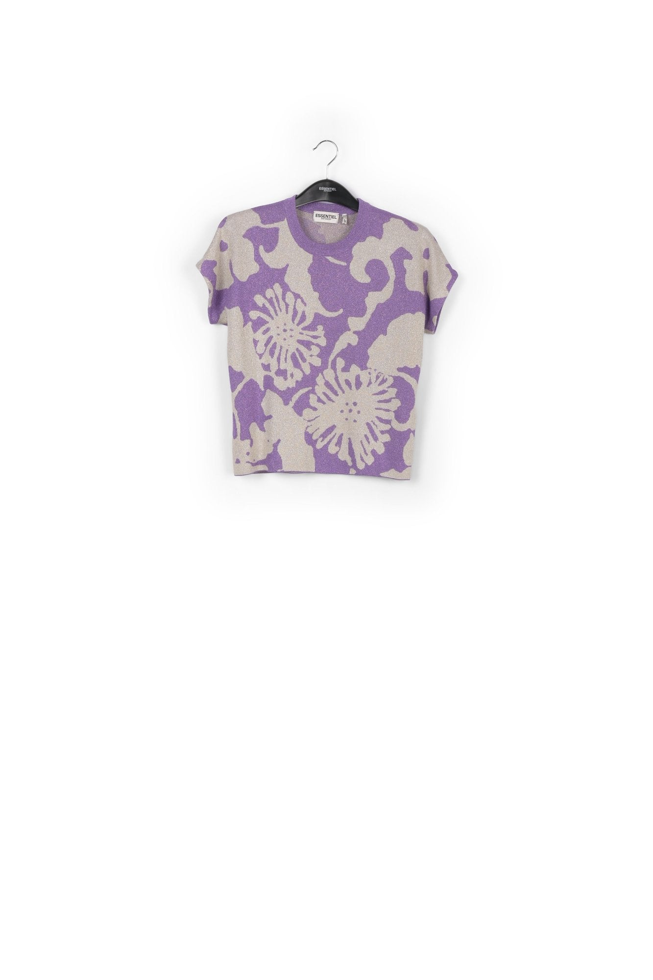 Pull jacquard beige et violet avec lurex RE—SSENTIEL | Essentiel second hand