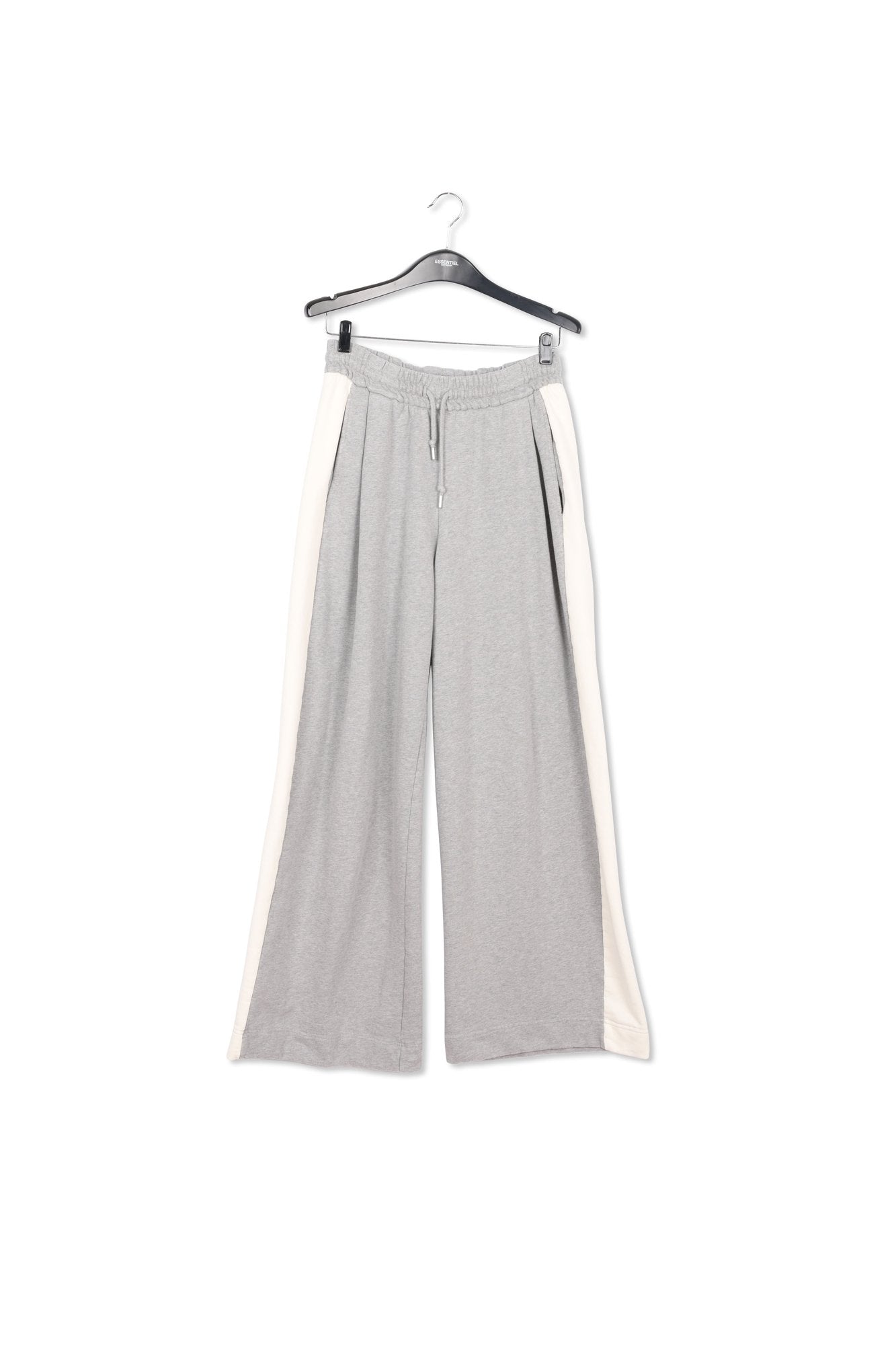 Grey wide-leg track pants with off-white stripes RE—SSENTIEL | Essentiel second hand