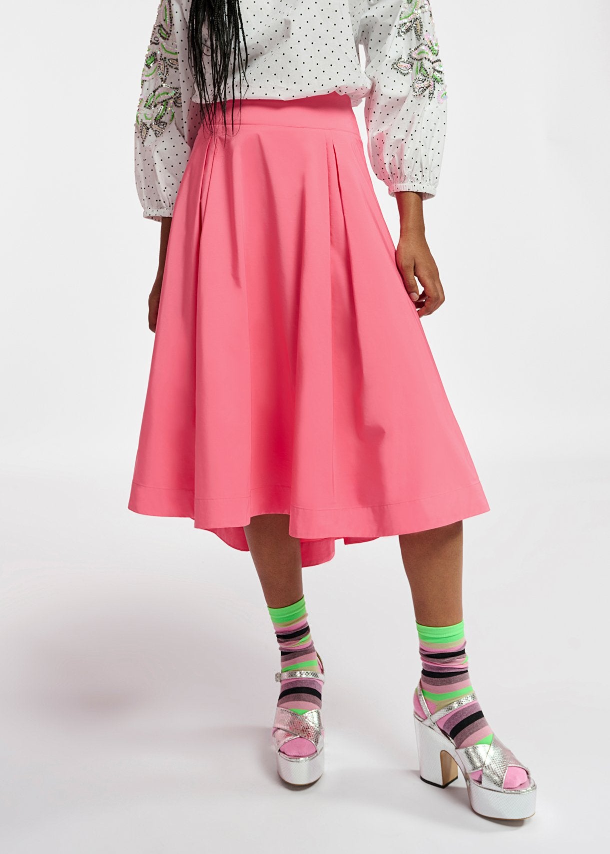 Pink pleated midi skirt RE—SSENTIEL | Essentiel second hand