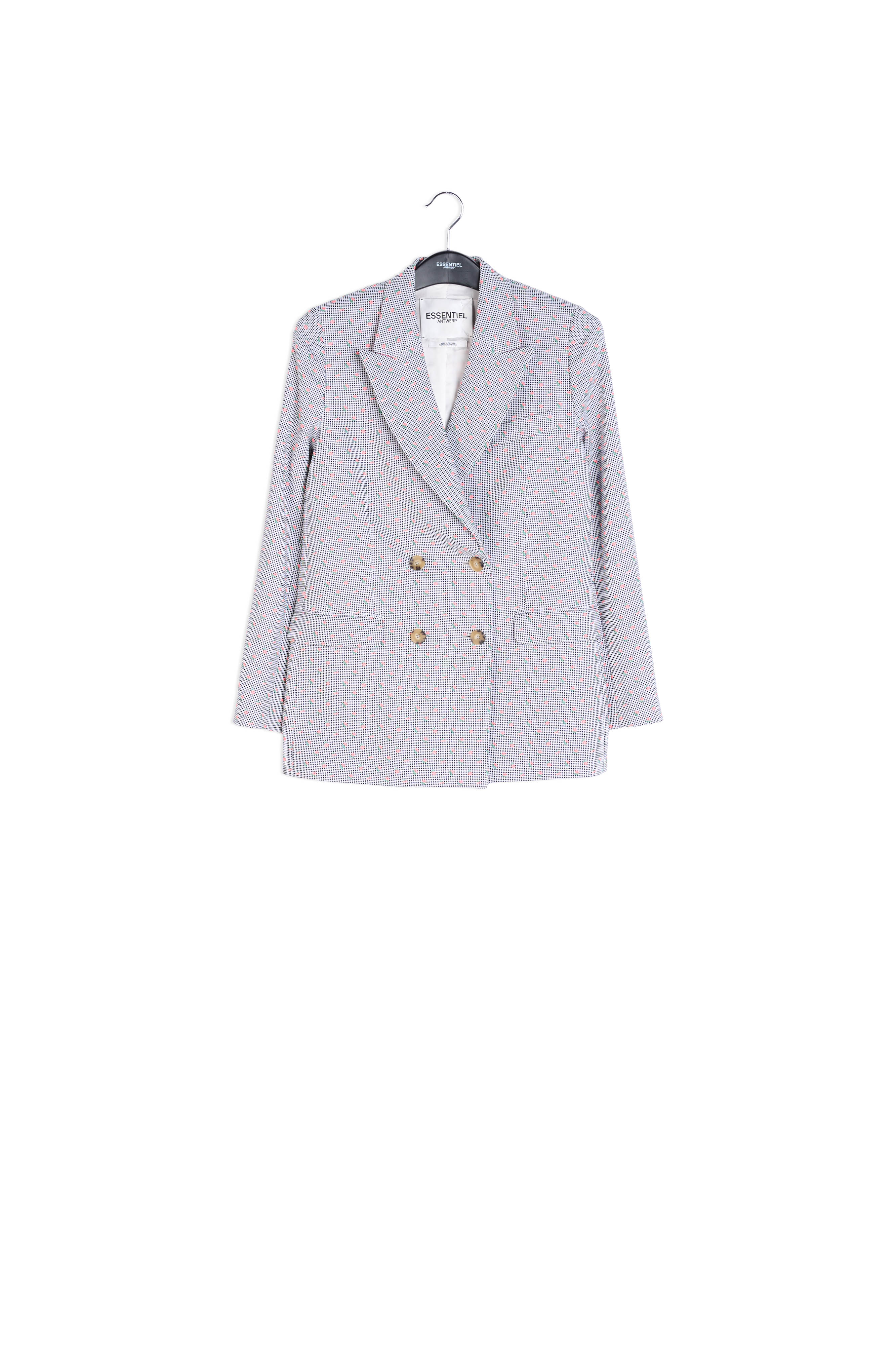 Veste croisée à imprimé vichy blanc cassé et noir RE—SSENTIEL | Essentiel second hand