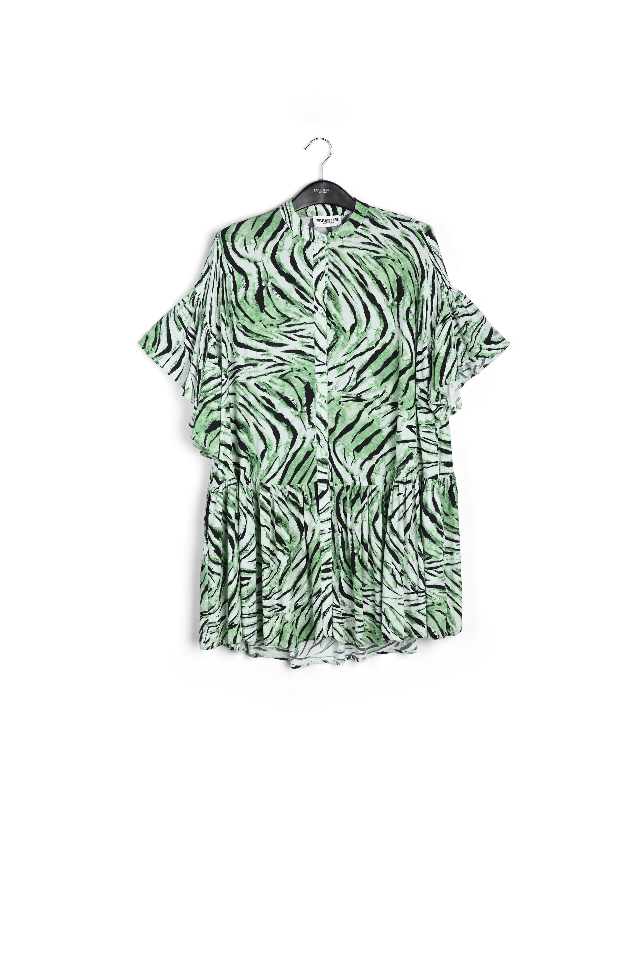 Mint green mini dress with tiger print RE—SSENTIEL | Essentiel second hand