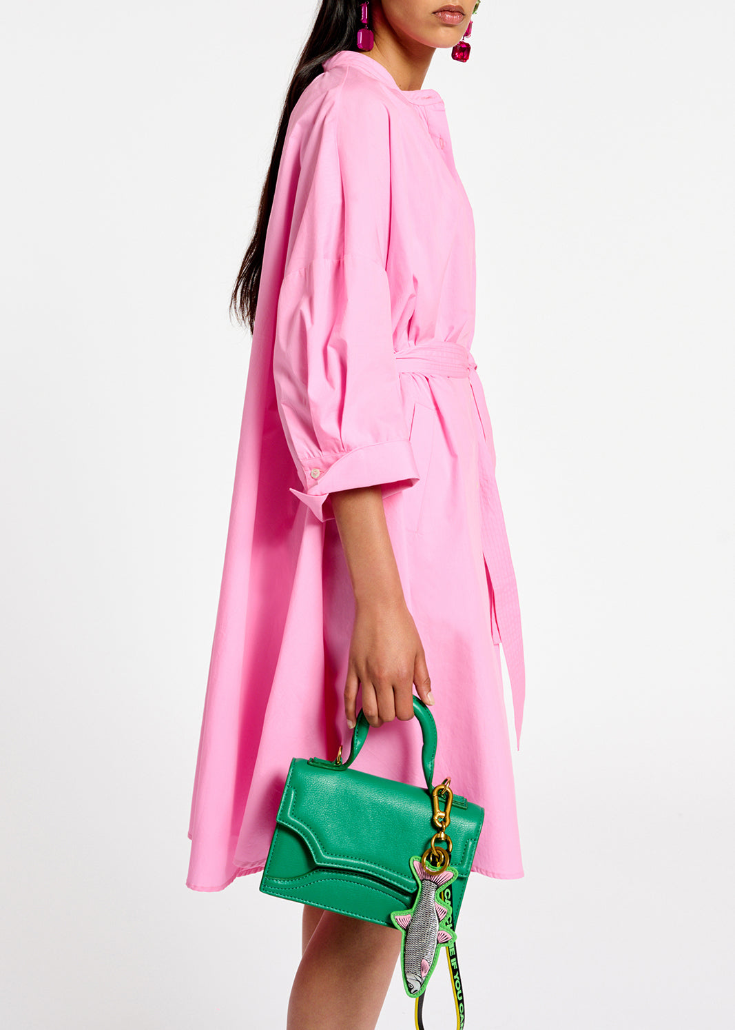 Pink cotton oversized knee-length shirt dress RE—SSENTIEL | Essentiel second hand