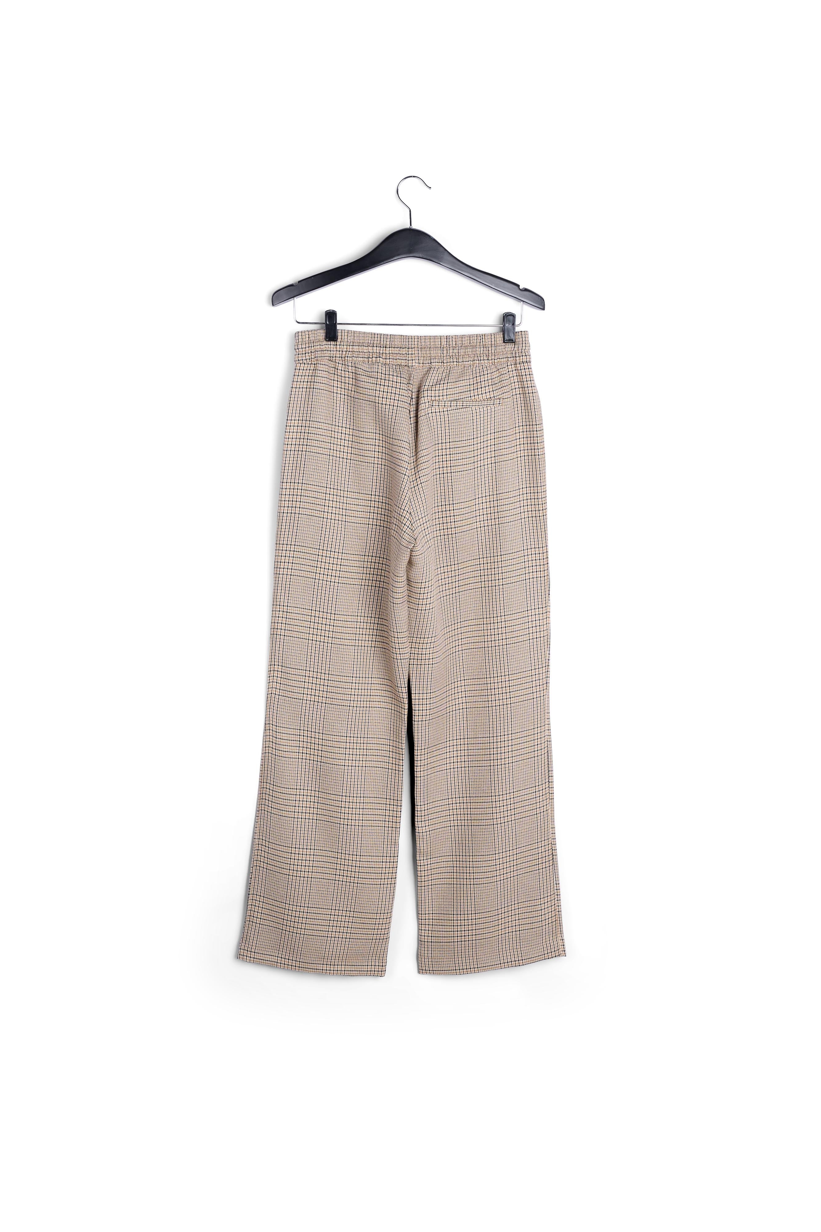 Beige geruite broek met wijde pijpen RE—SSENTIEL | Essentiel second hand