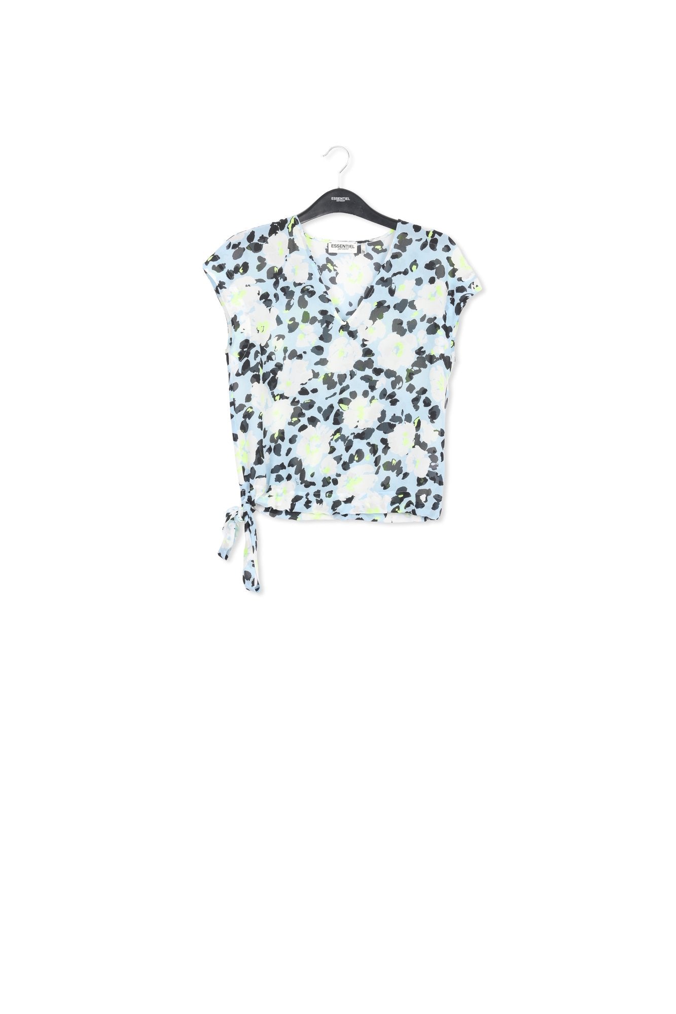 Lichtblauwe top met bloemenprint RE—SSENTIEL | Essentiel second hand