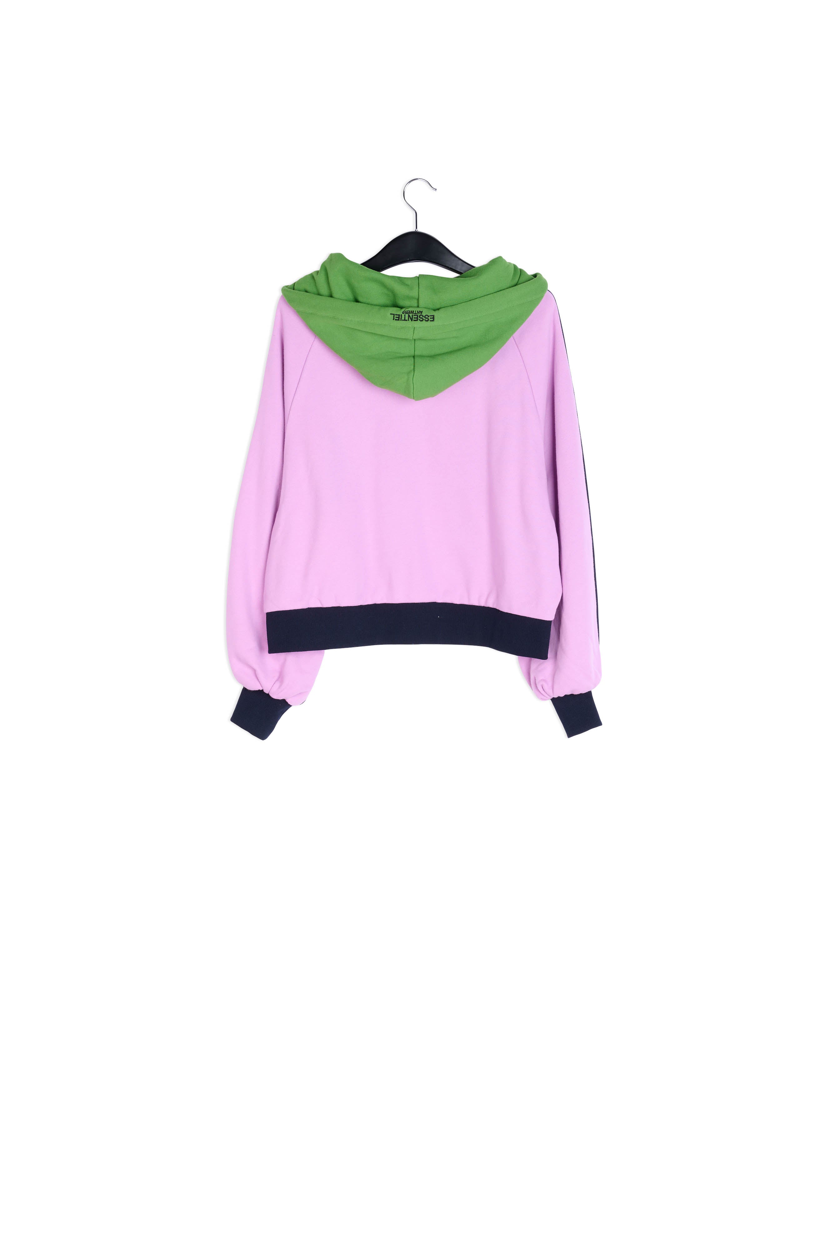 Navy blue, pink and green organic cotton zip-up hoodie RE—SSENTIEL | Essentiel second hand