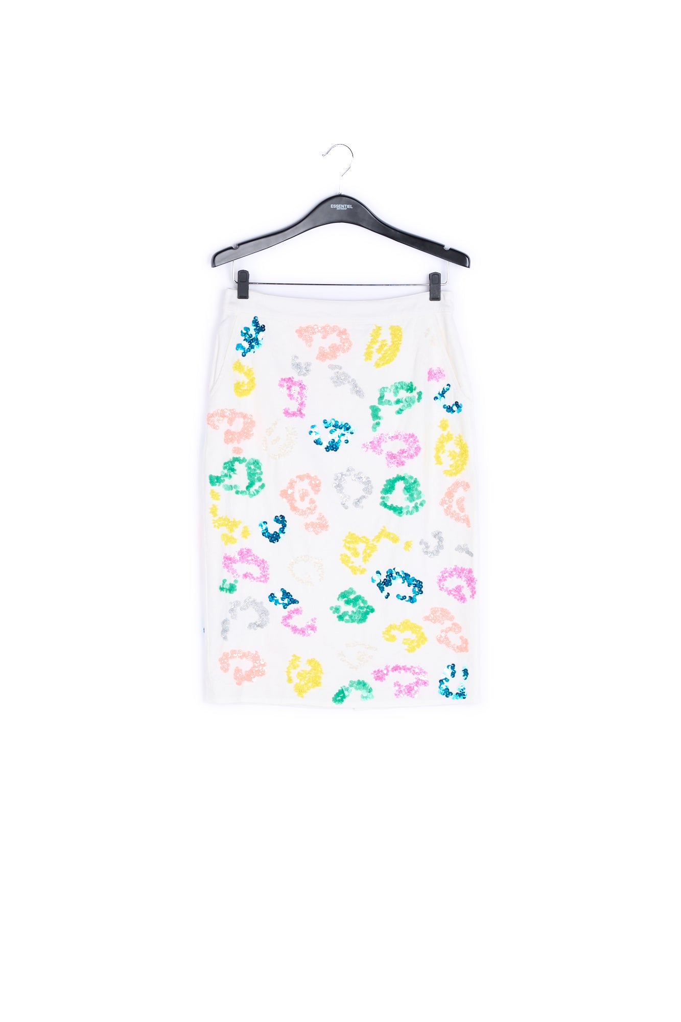 Off-white sequined leopard print pencil skirt RE—SSENTIEL | Essentiel second hand