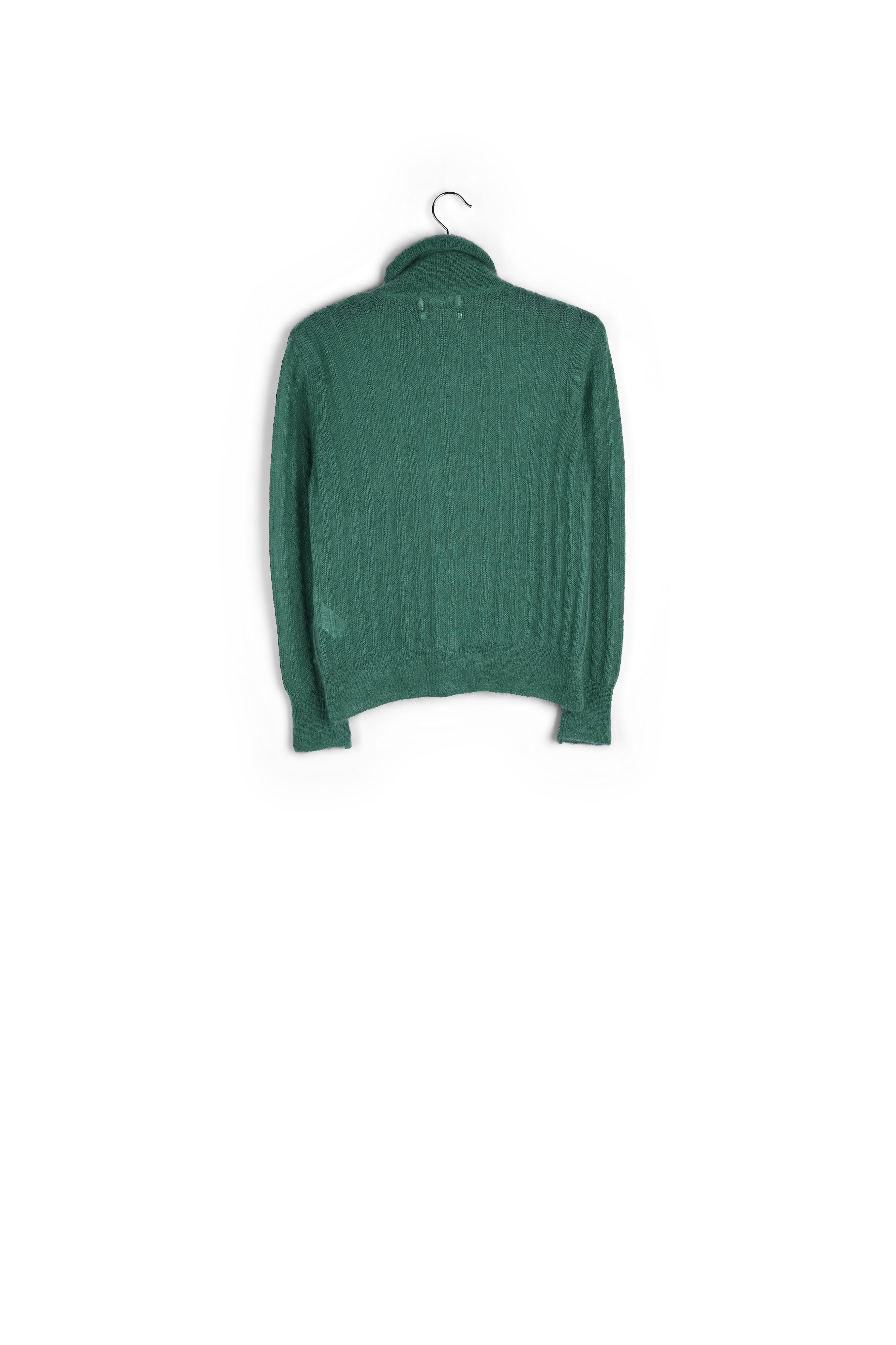 Dark green cable-knitted turtleneck sweater RE—SSENTIEL | Essentiel second hand