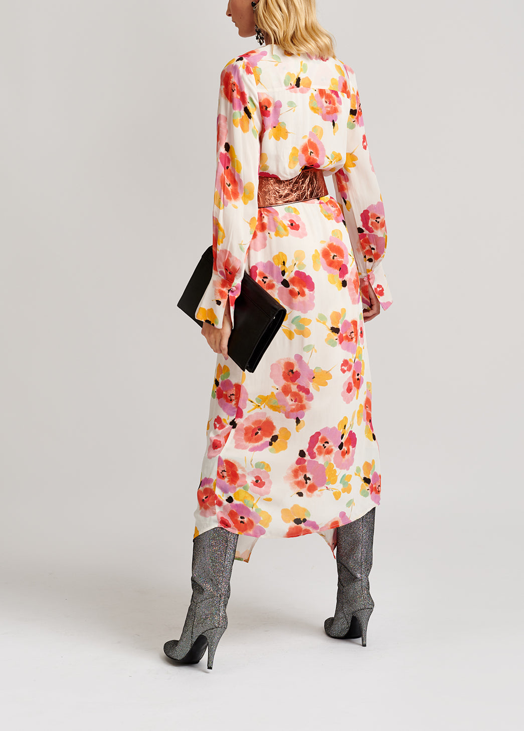 Robe midi blanc cassé à imprimé floral RE—SSENTIEL | Essentiel second hand