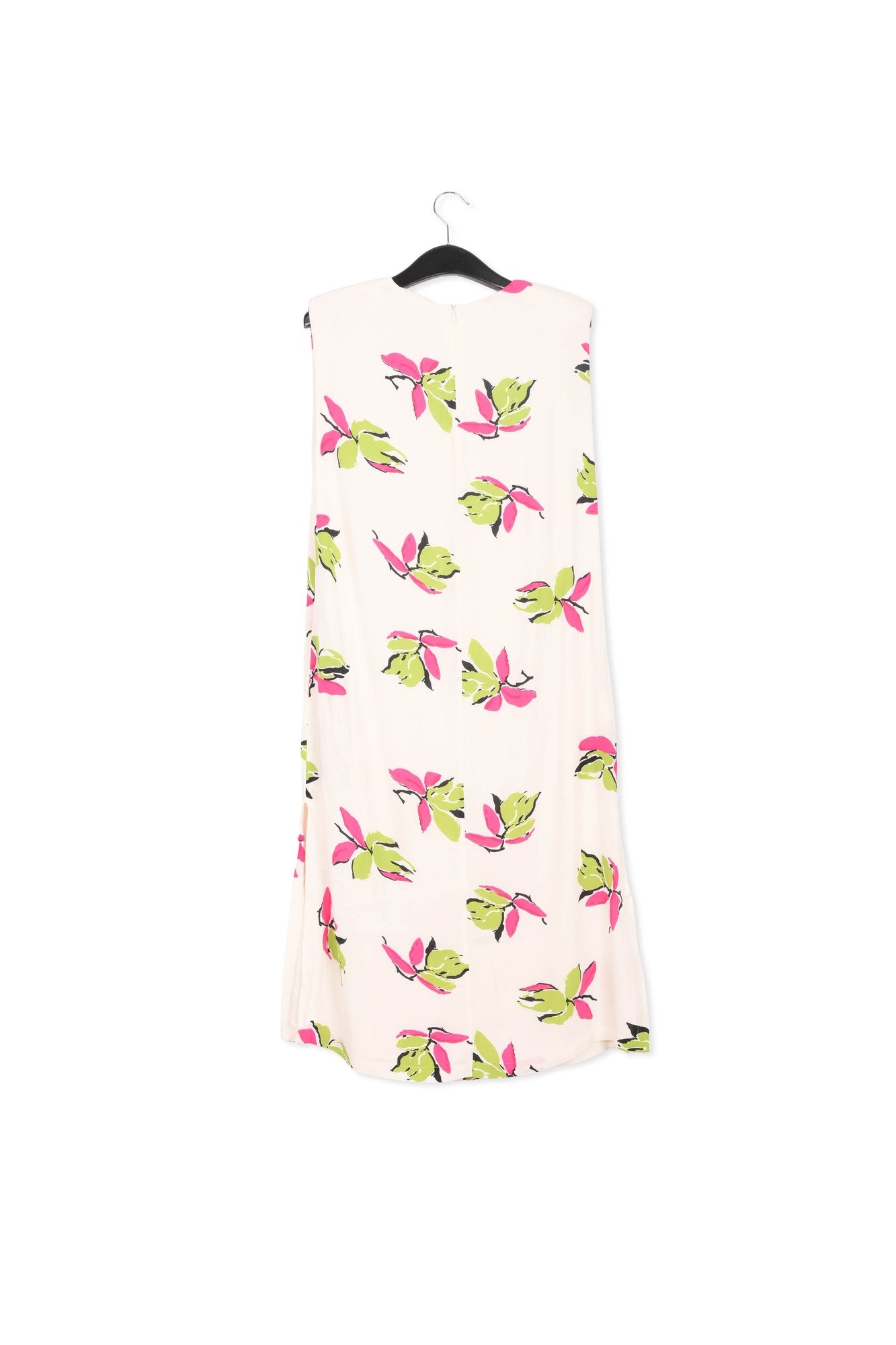 Gebroken witte midi-bloemenjurk met schoudervulling RE—SSENTIEL | Essentiel second hand