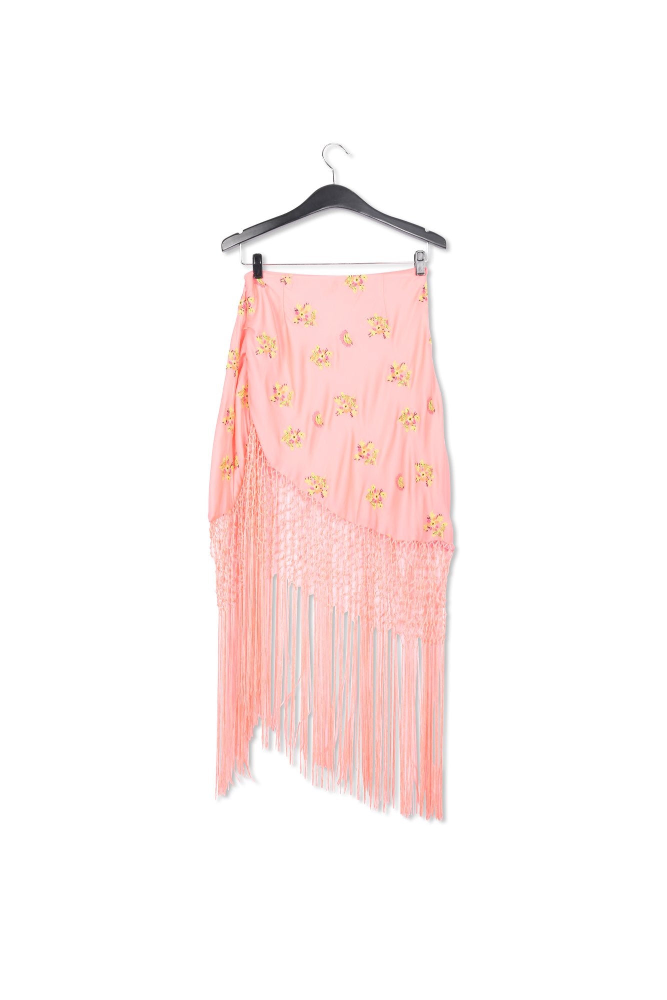 Peach embroidered front-tie mini skirt with fringes RE—SSENTIEL | Essentiel second hand