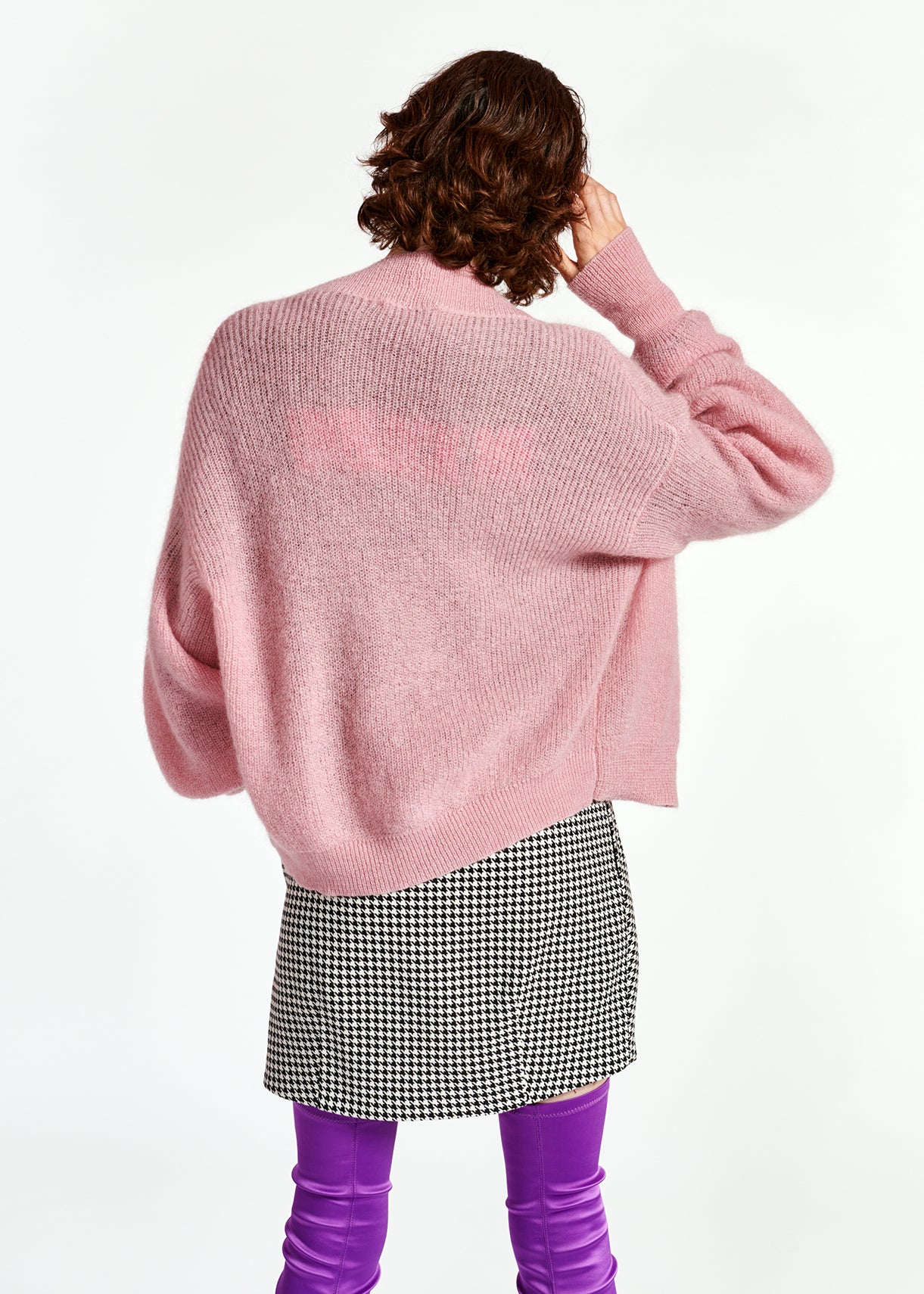 Dusty pink light knitted open cardigan RE—SSENTIEL | Essentiel second hand