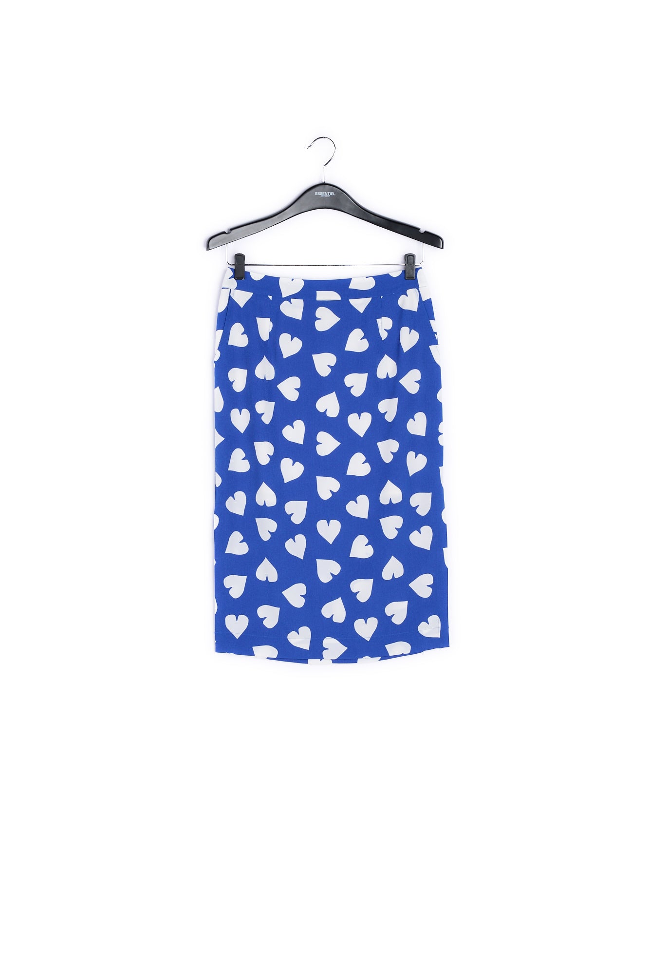 Blue straight skirt with white heart print RE—SSENTIEL | Essentiel second hand