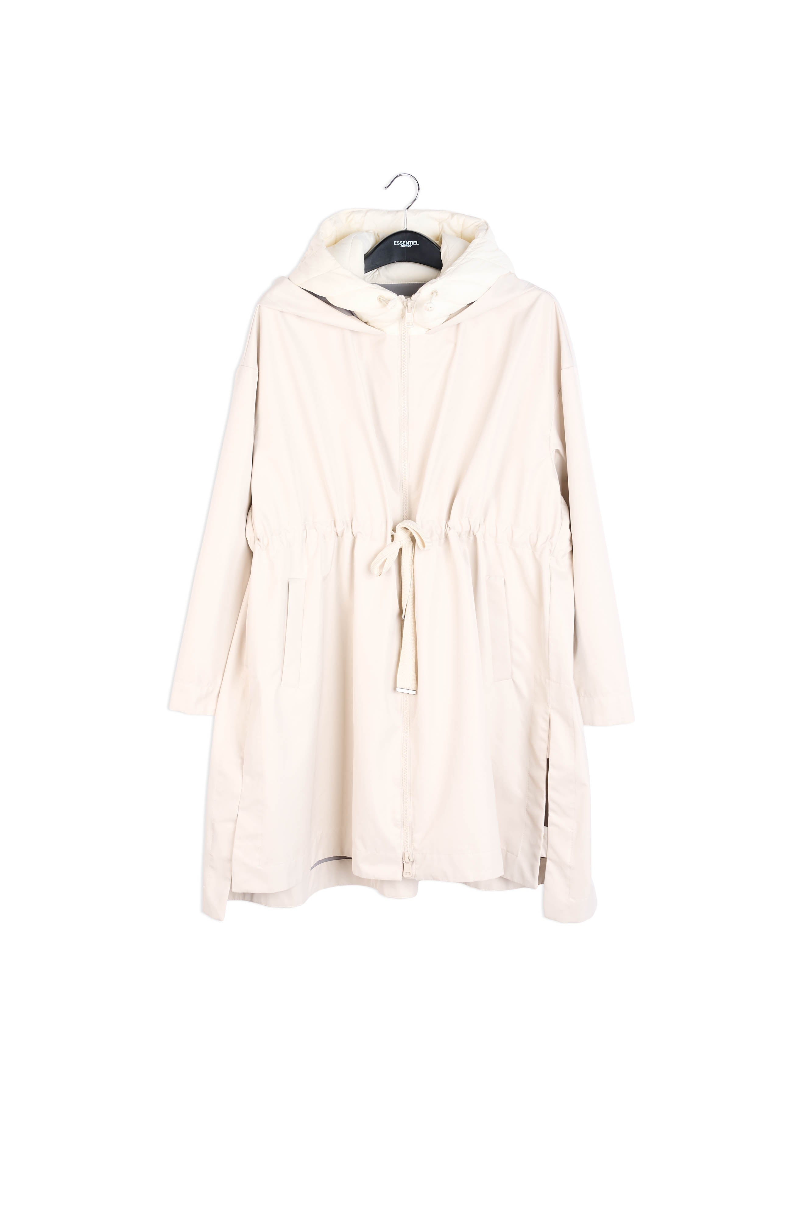 Cream oversized hooded raincoat RE—SSENTIEL | Essentiel second hand
