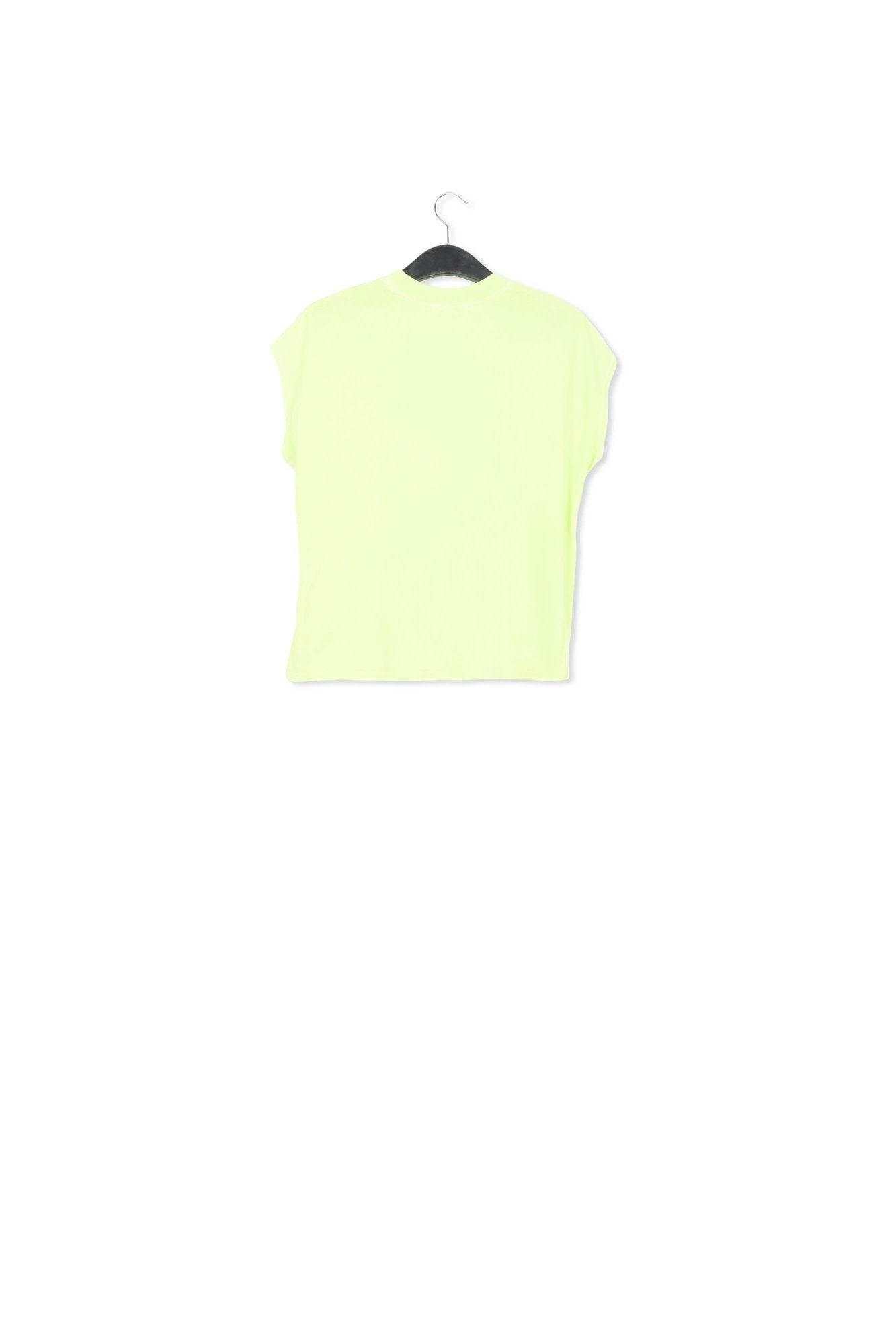 Neon yellow organic cotton T-shirt with text print RE—SSENTIEL | Essentiel second hand