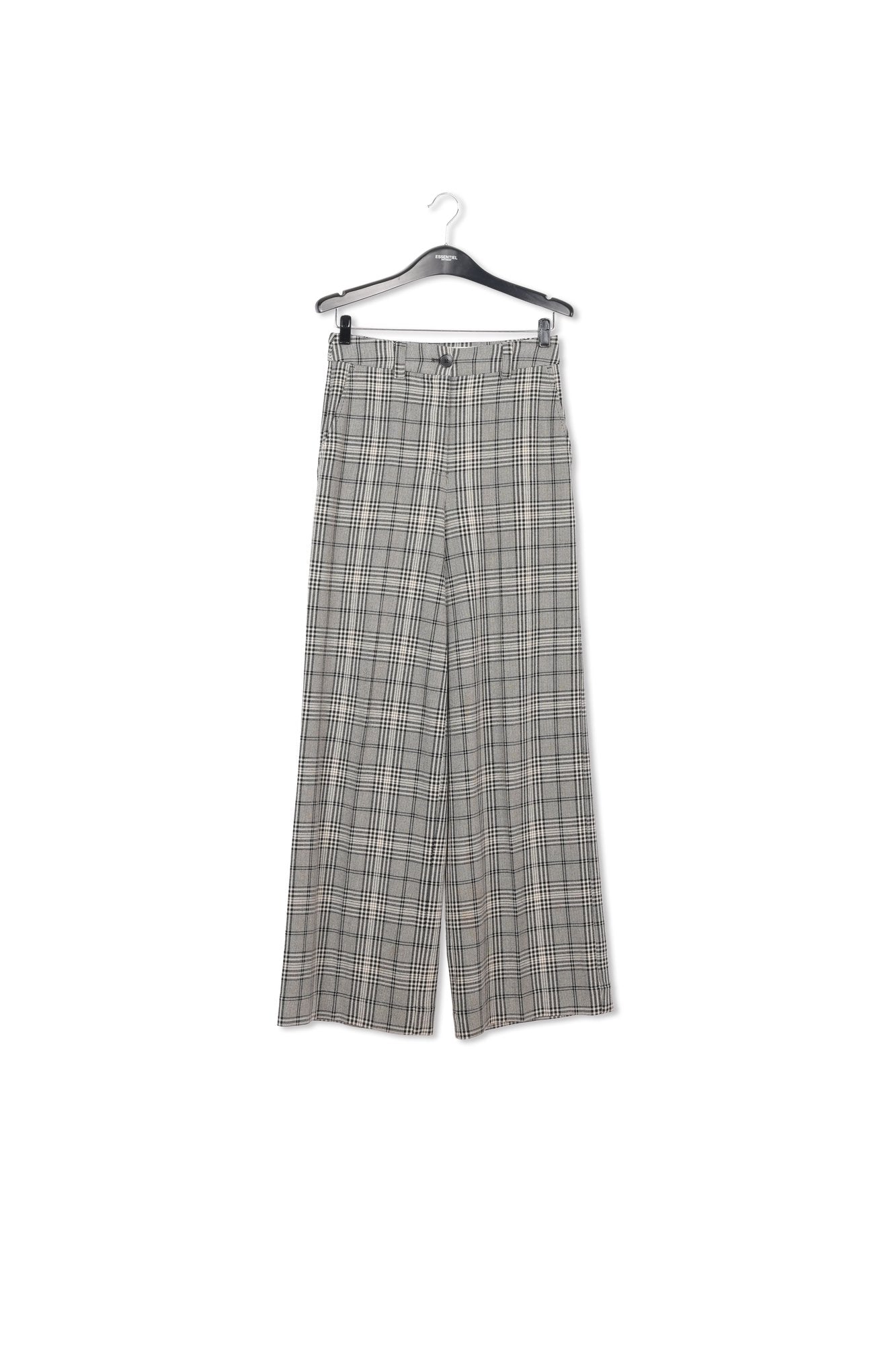 Black and off-white checked straight-leg pants RE—SSENTIEL | Essentiel second hand