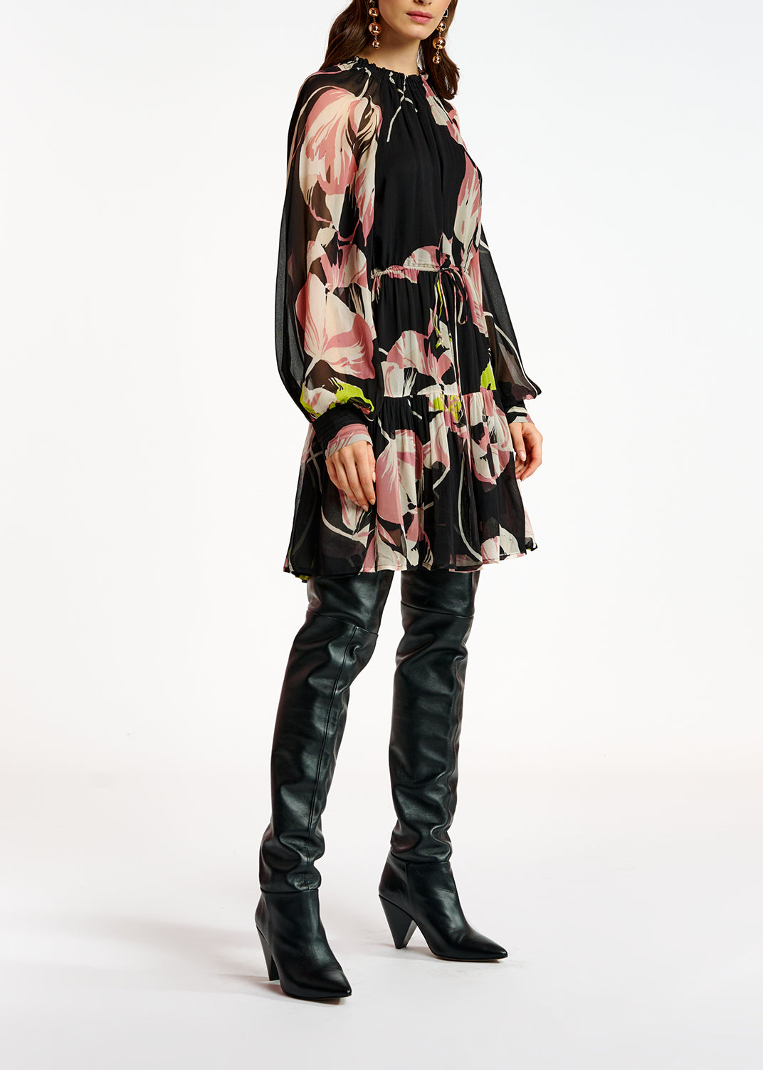 Black floral-print mini dress RE—SSENTIEL | Essentiel second hand
