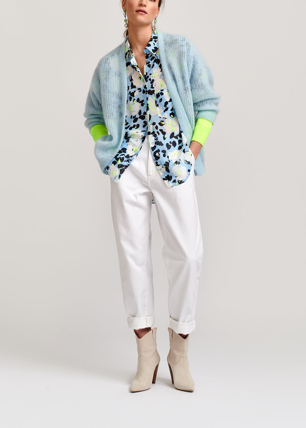 Light blue floral-print shirt RE—SSENTIEL | Essentiel second hand