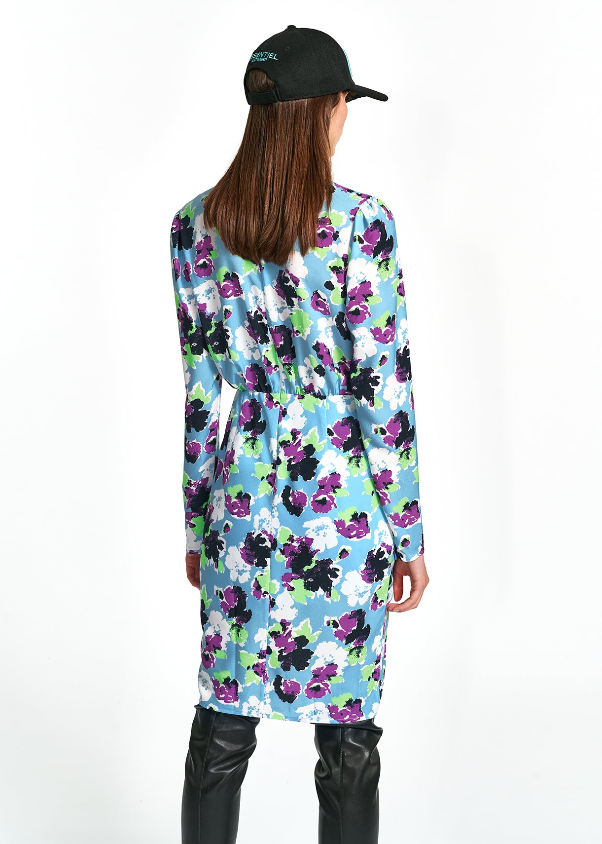 Mini-robe cache-cœur bleu clair à fleurs RE—SSENTIEL | Essentiel second hand