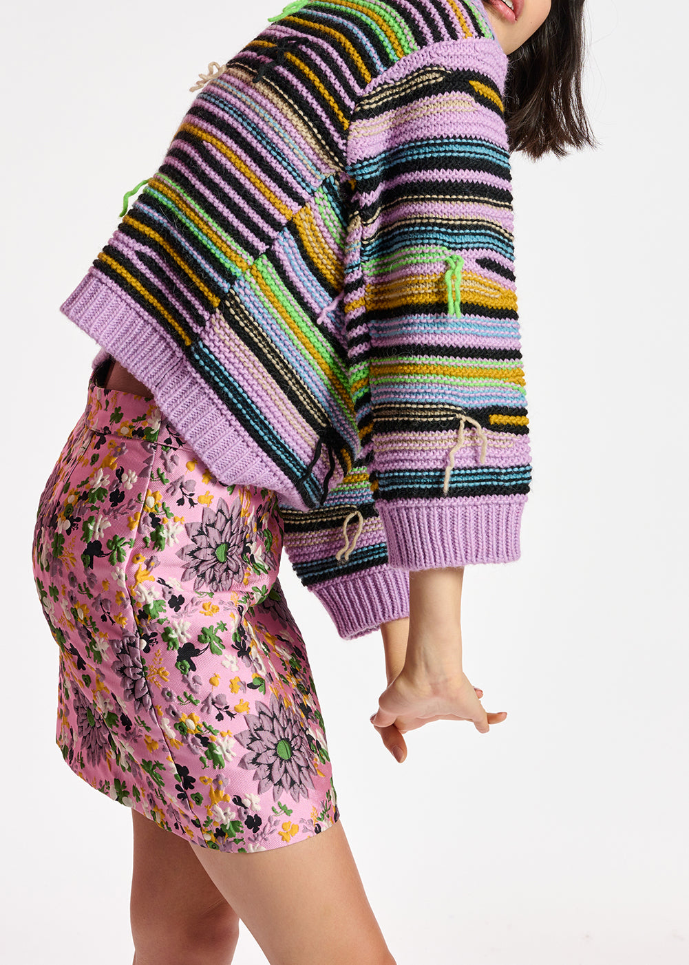 Pull lilas à rayures effet à l'envers RE—SSENTIEL | Essentiel second hand