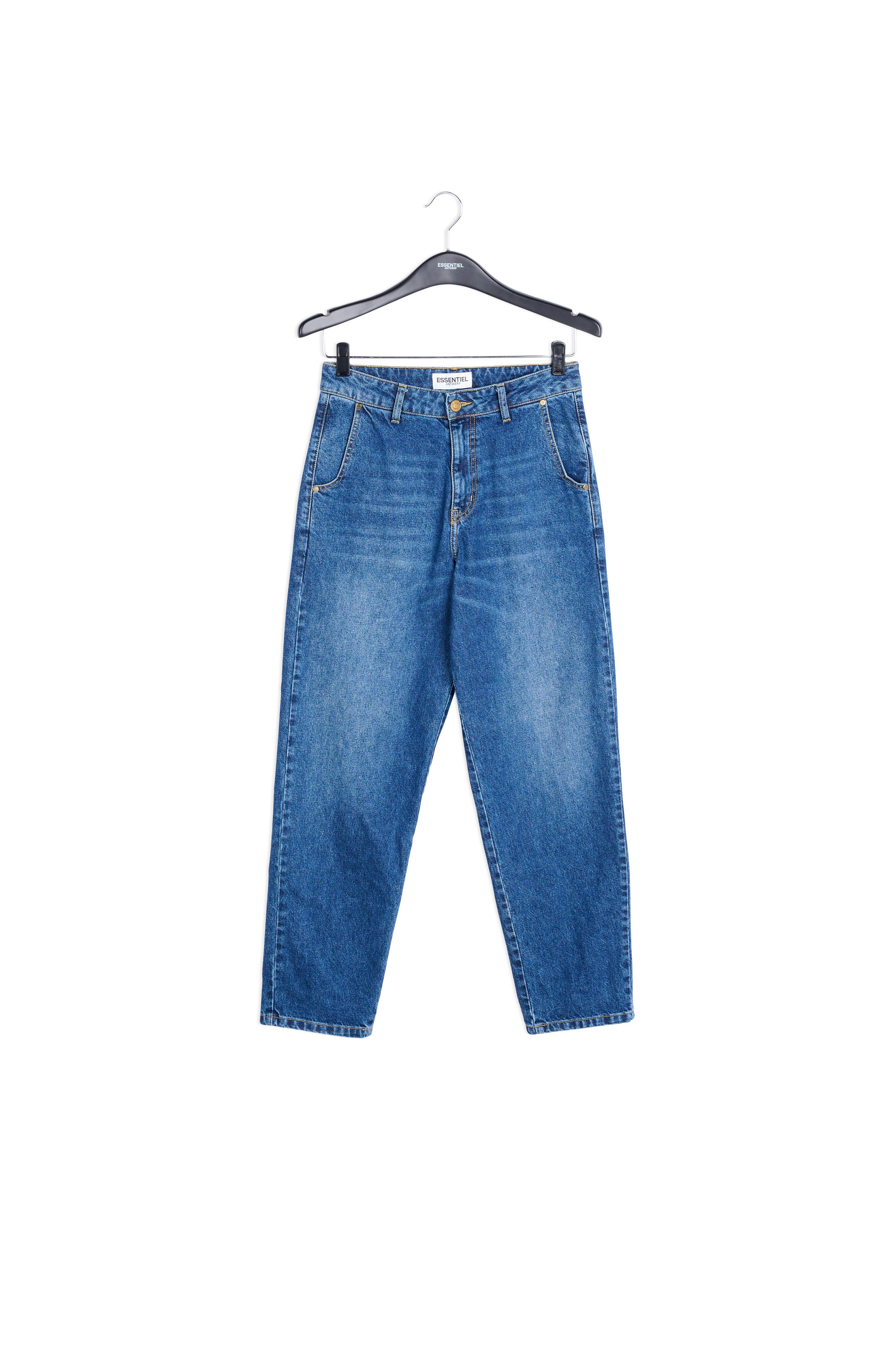 Jean boyfriend court taille haute en coton bleu marine RE—SSENTIEL | Essentiel second hand