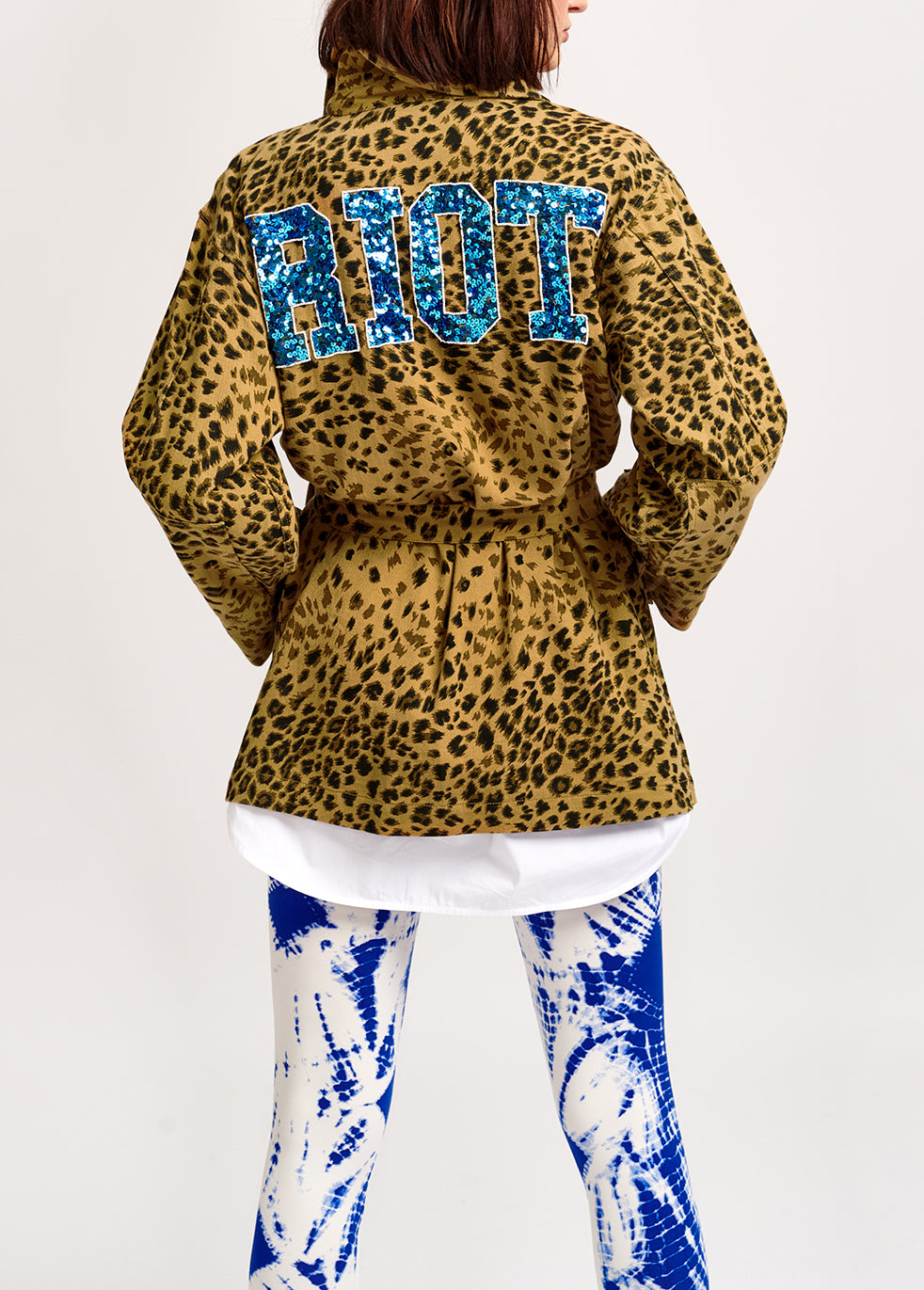 Leopard-print cotton jacket with sequin embroidery RE—SSENTIEL | Essentiel second hand