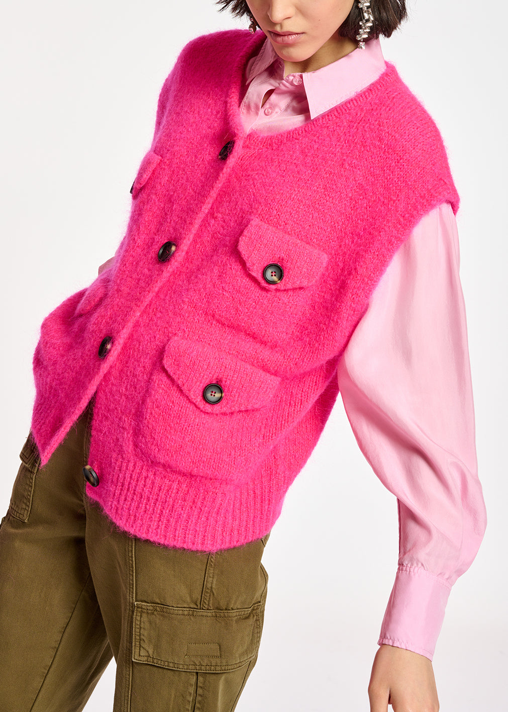 Light pink relaxed-fit silk shirt RE—SSENTIEL | Essentiel second hand