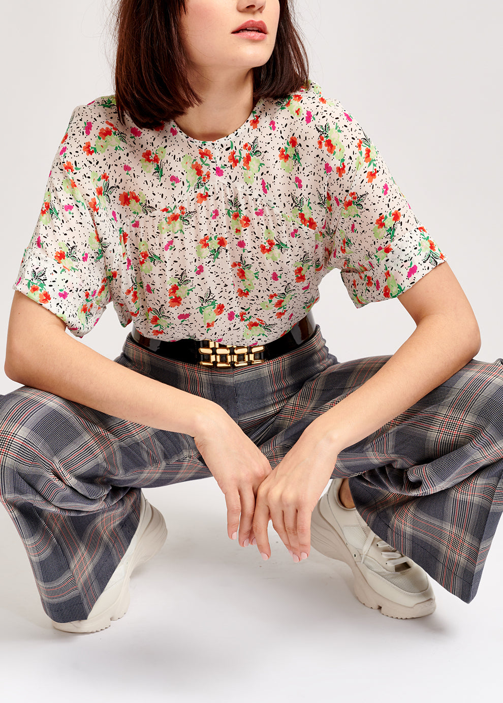 Gebroken witte top met bloemenprint RE—SSENTIEL | Essentiel second hand