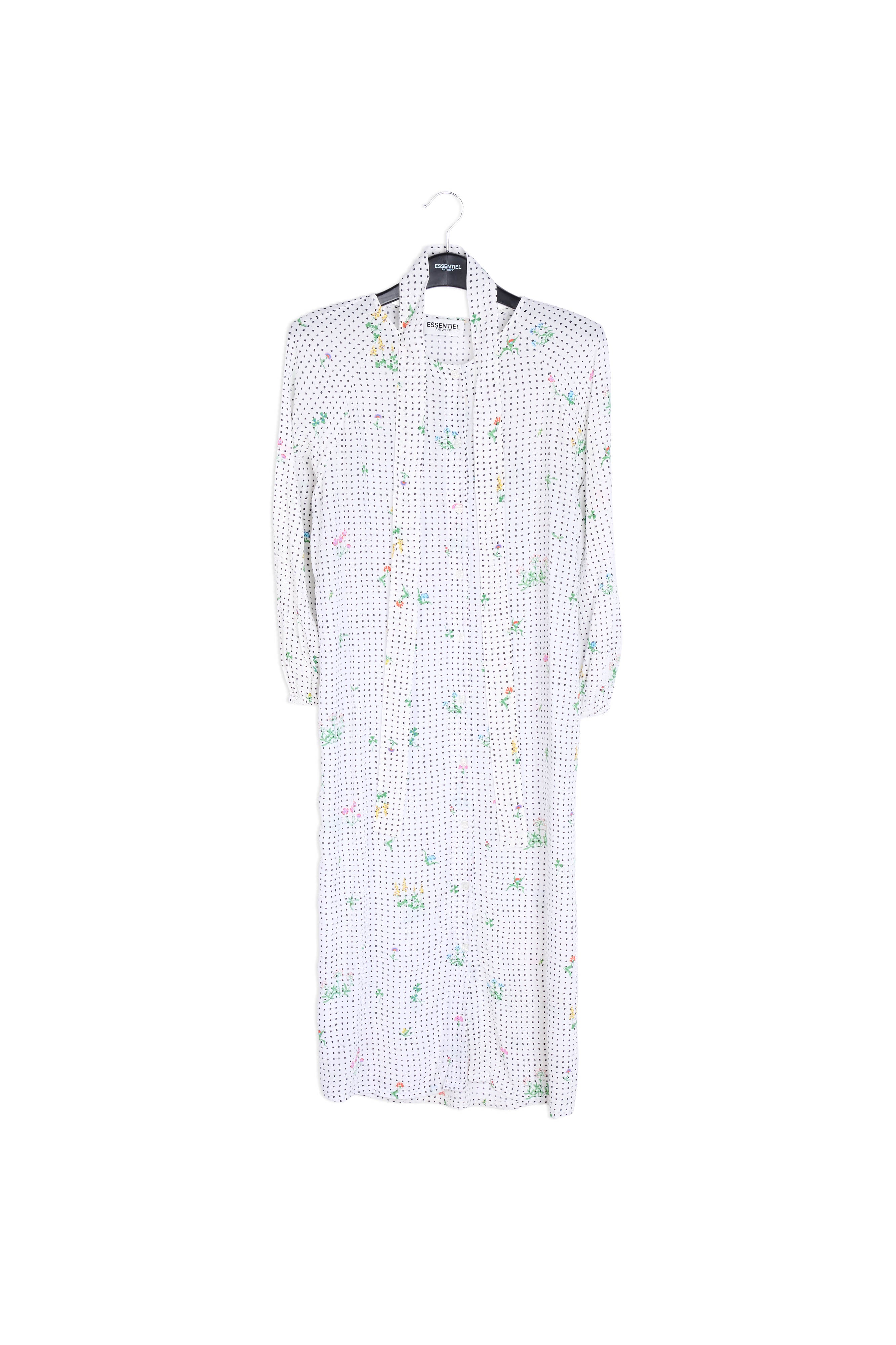 Off-white polka dot and floral shirt dress RE—SSENTIEL | Essentiel second hand