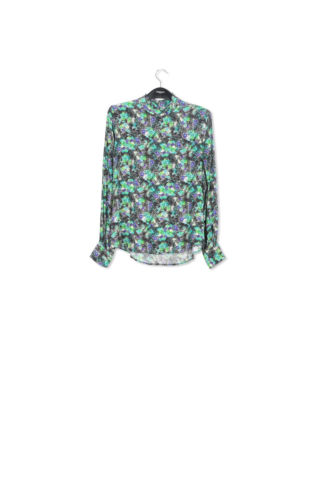 Top bleu fleuri avec col à ruches RE—SSENTIEL | Essentiel second hand