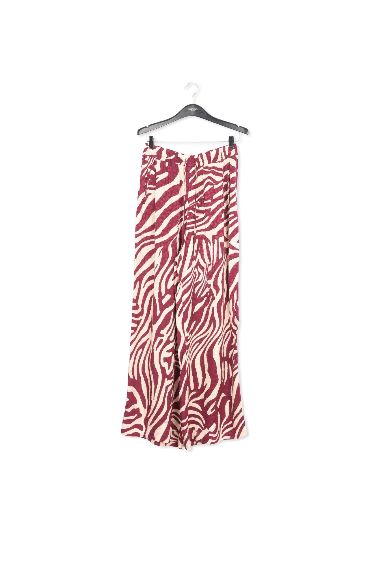 Burgundy and ecru zebra-print wide-leg pants RE—SSENTIEL | Essentiel second hand