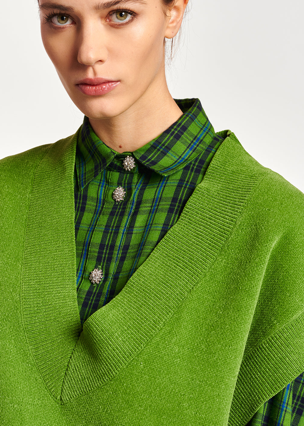 Green sleeveless knitted vest RE—SSENTIEL | Essentiel second hand